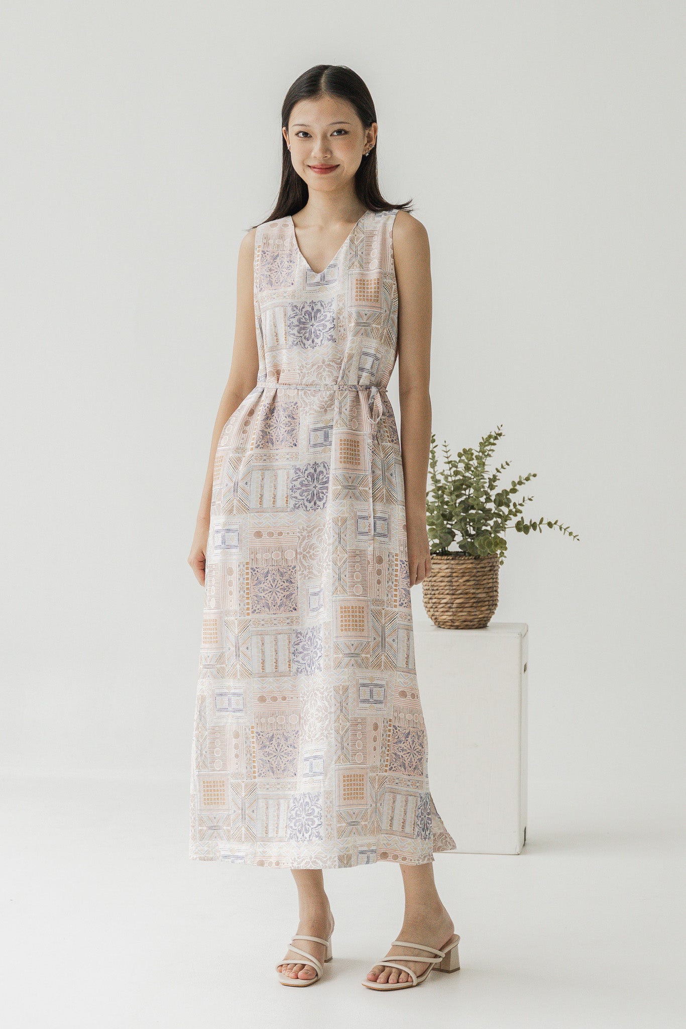 Ayra Printed Two-way Midaxi Dress in Pink