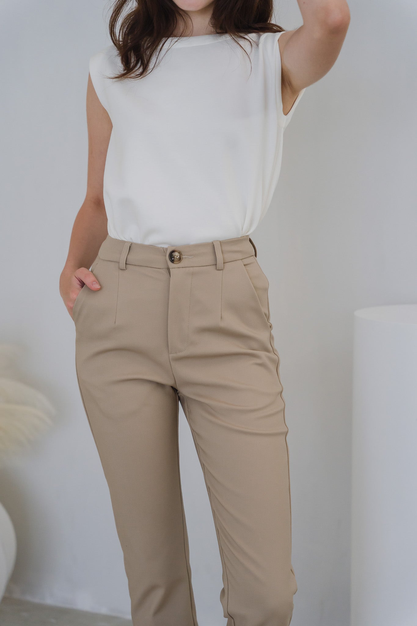 Ariel Cuffed Work Pants in Khaki