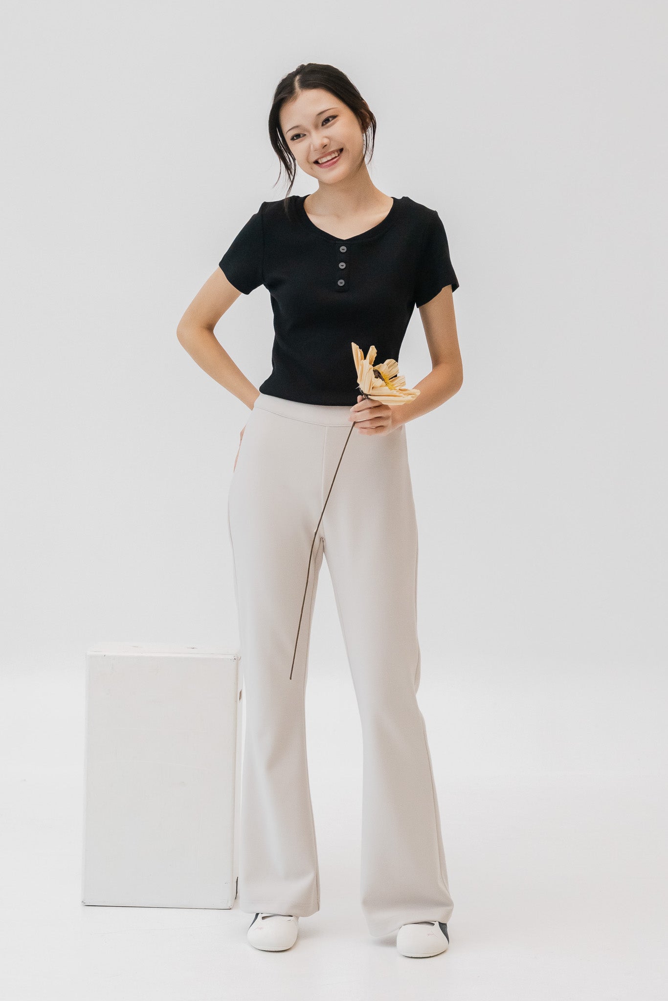 Cleo Bell Cut Formal Pants in Cream