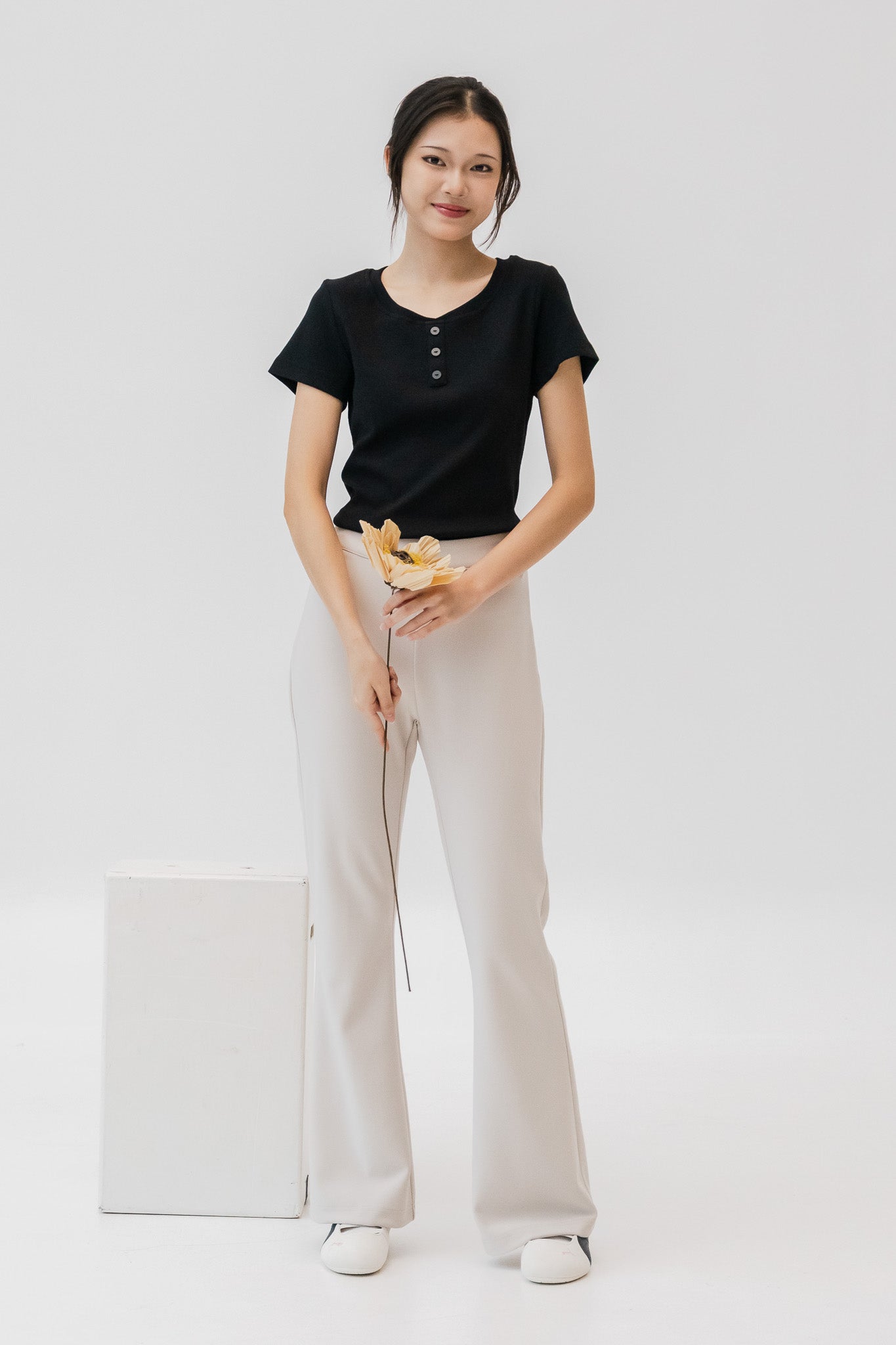 Cleo Bell Cut Formal Pants in Cream