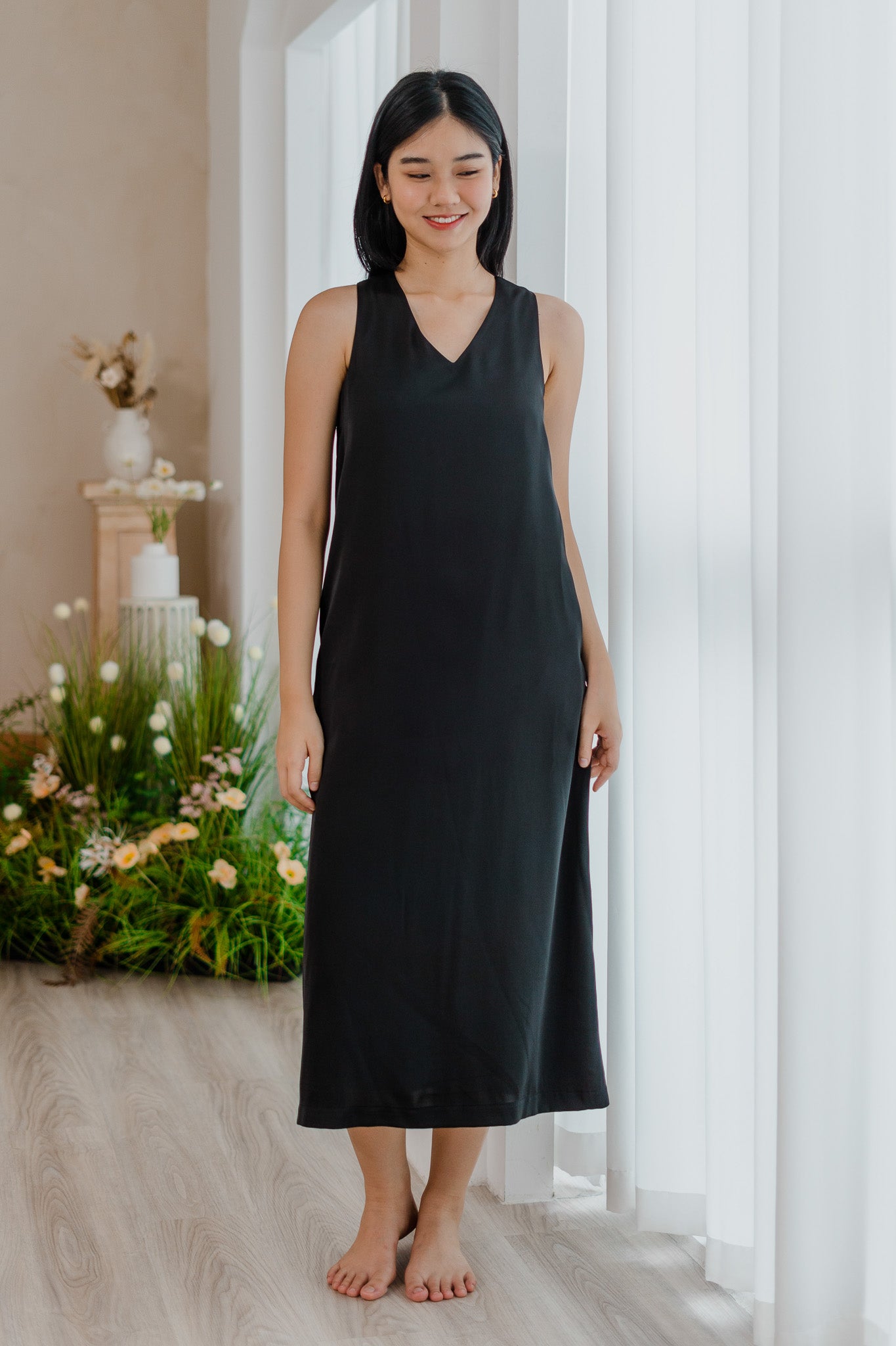 black satin midaxi dress Vila Racer Satin Midaxi Dress in black-Red