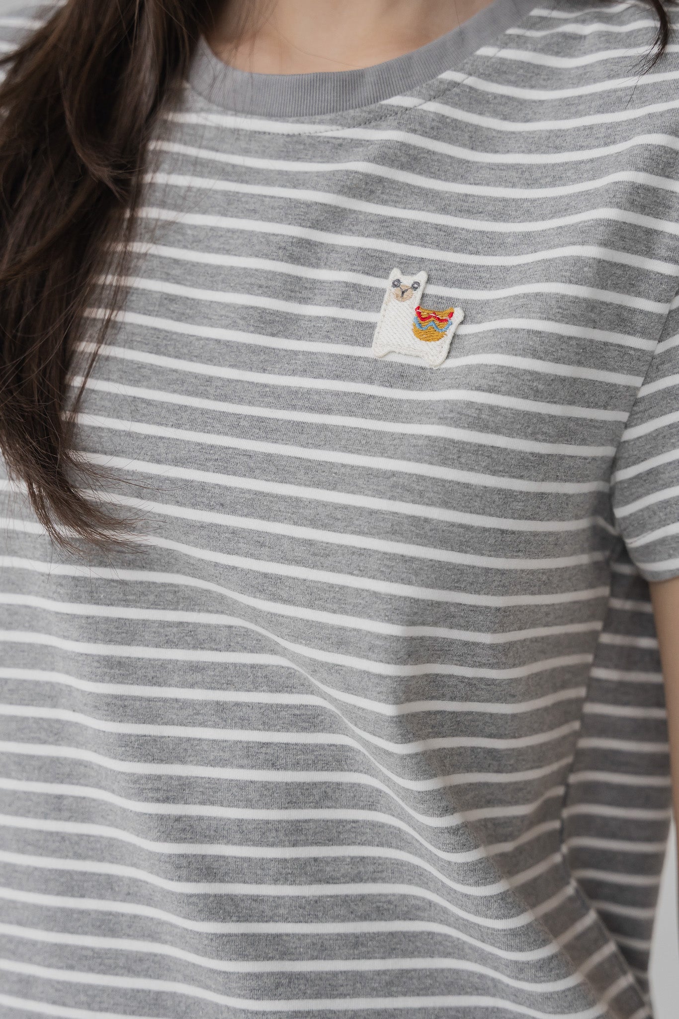 Alpaca Striped Tee in Light Gray