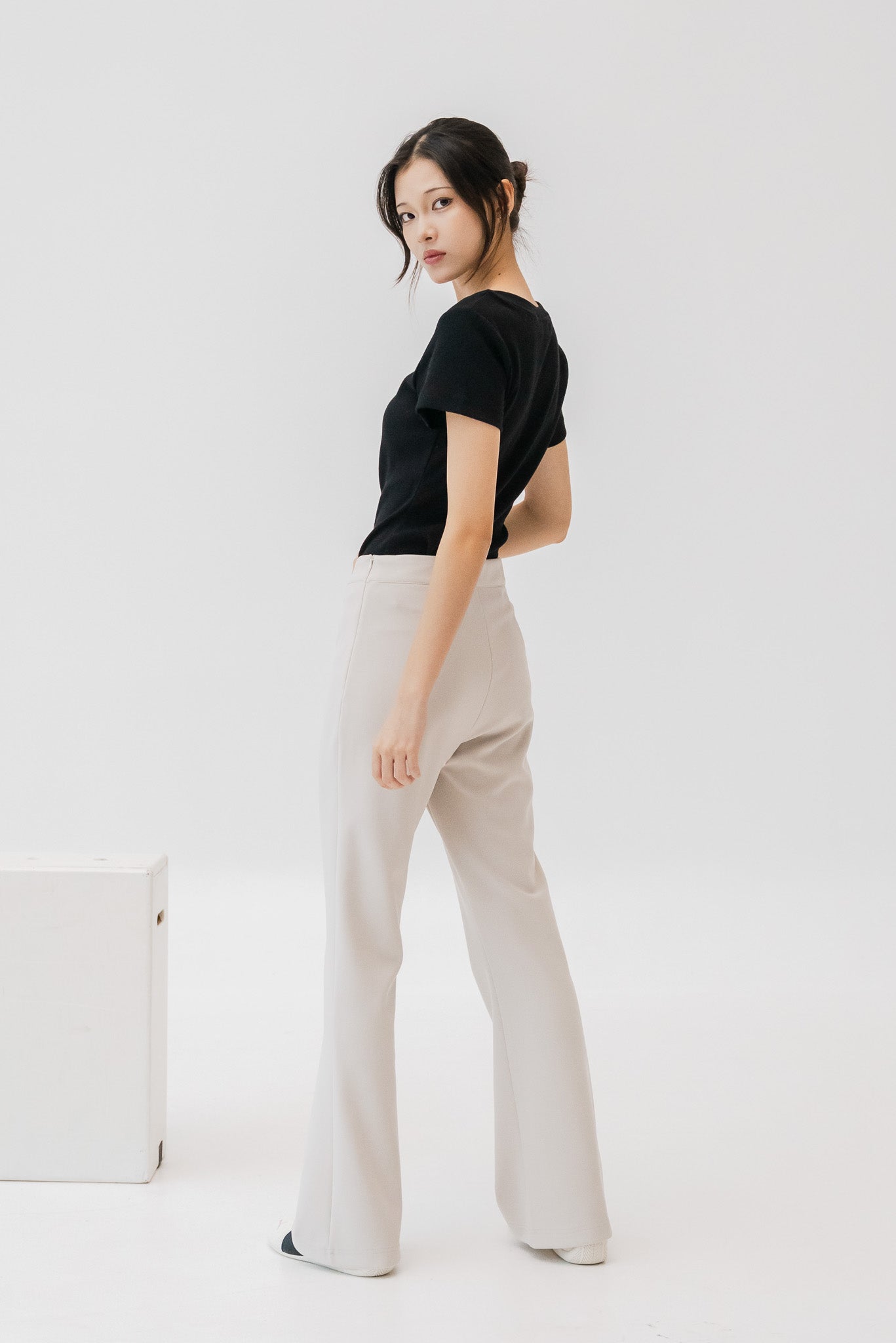 Cleo Bell Cut Formal Pants in Cream