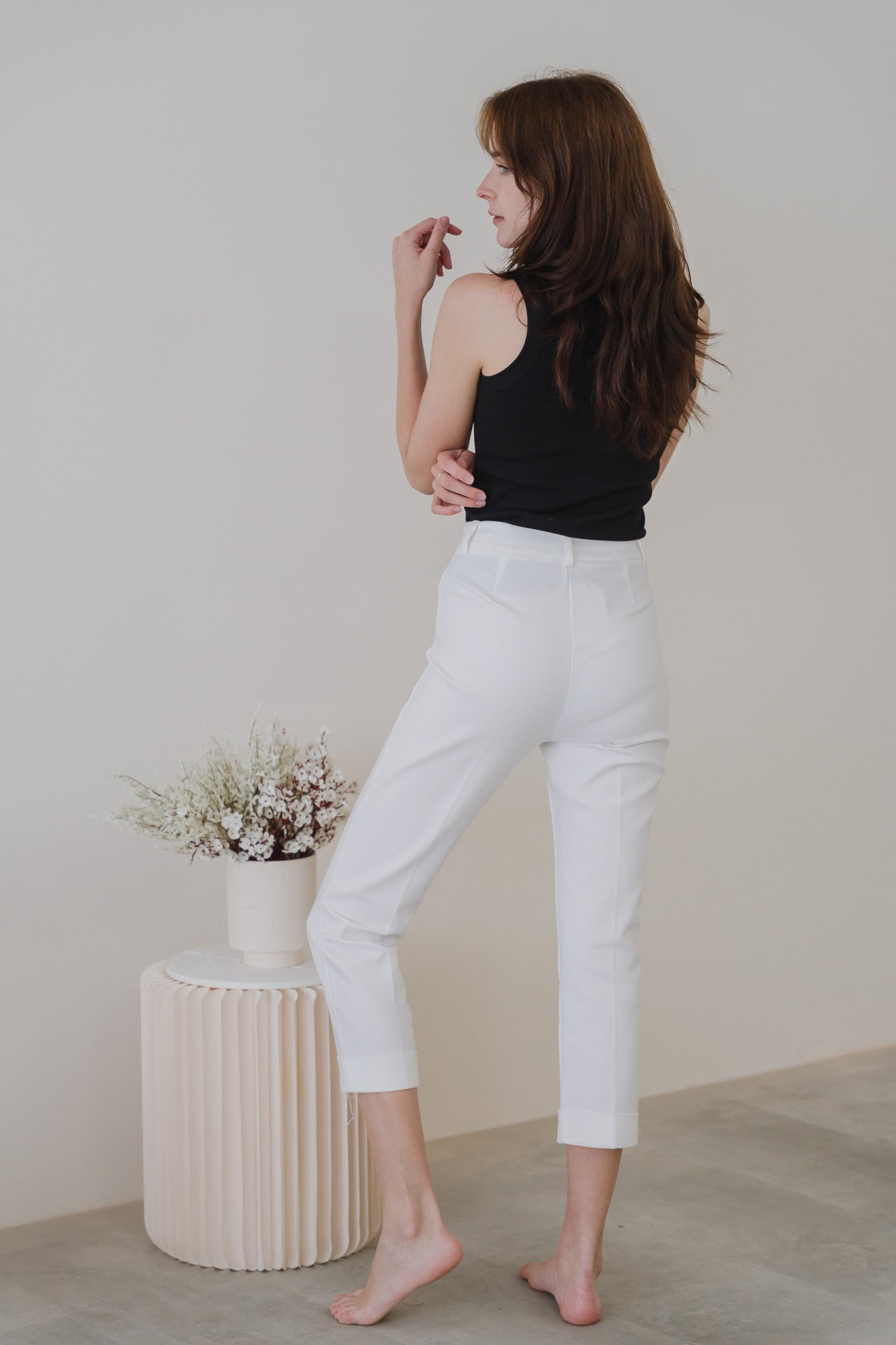 Ariel Cuffed Work Pants in White