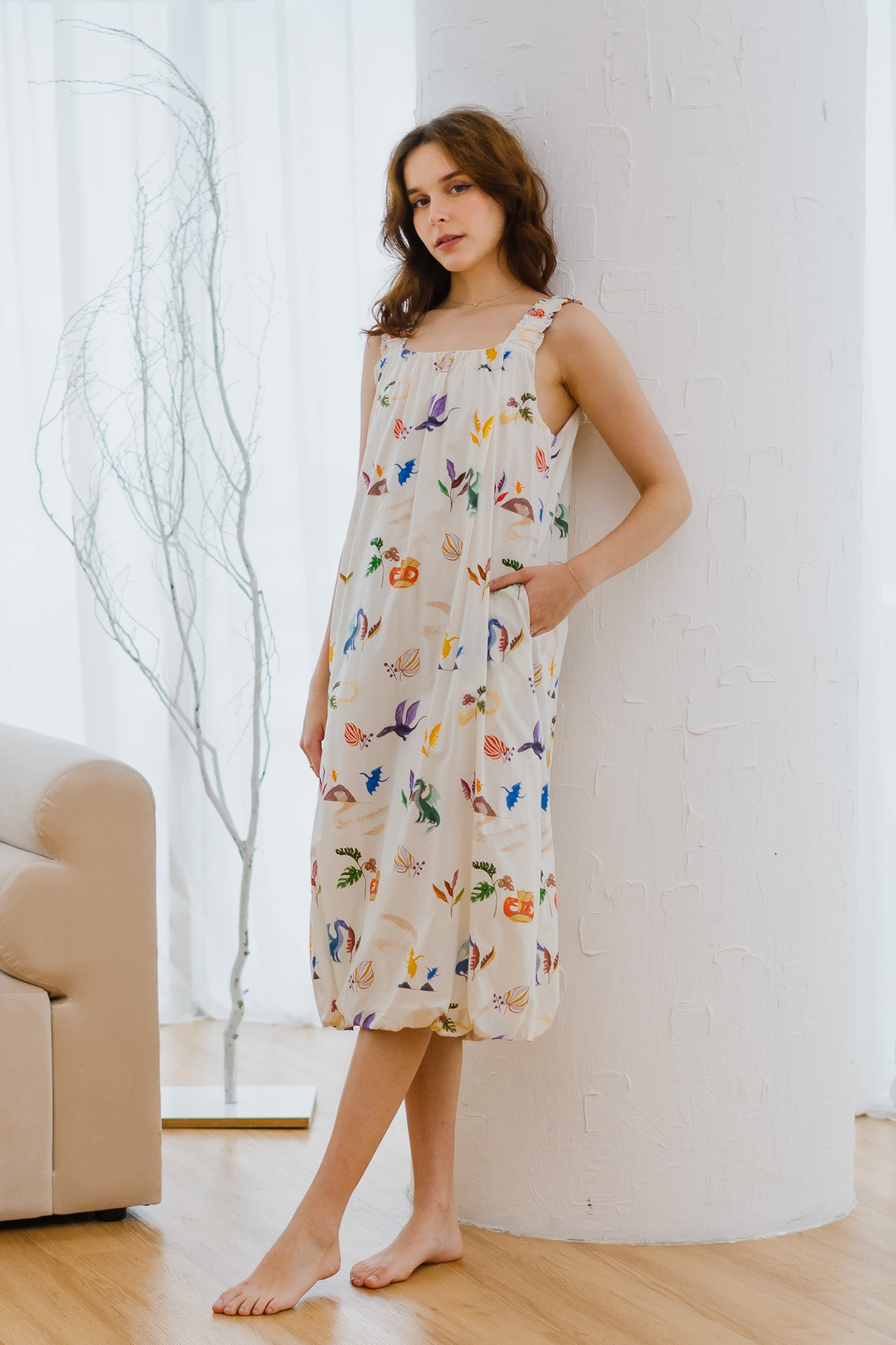 Legend Has It Sleeveless Bubble Hem Dress in Earth