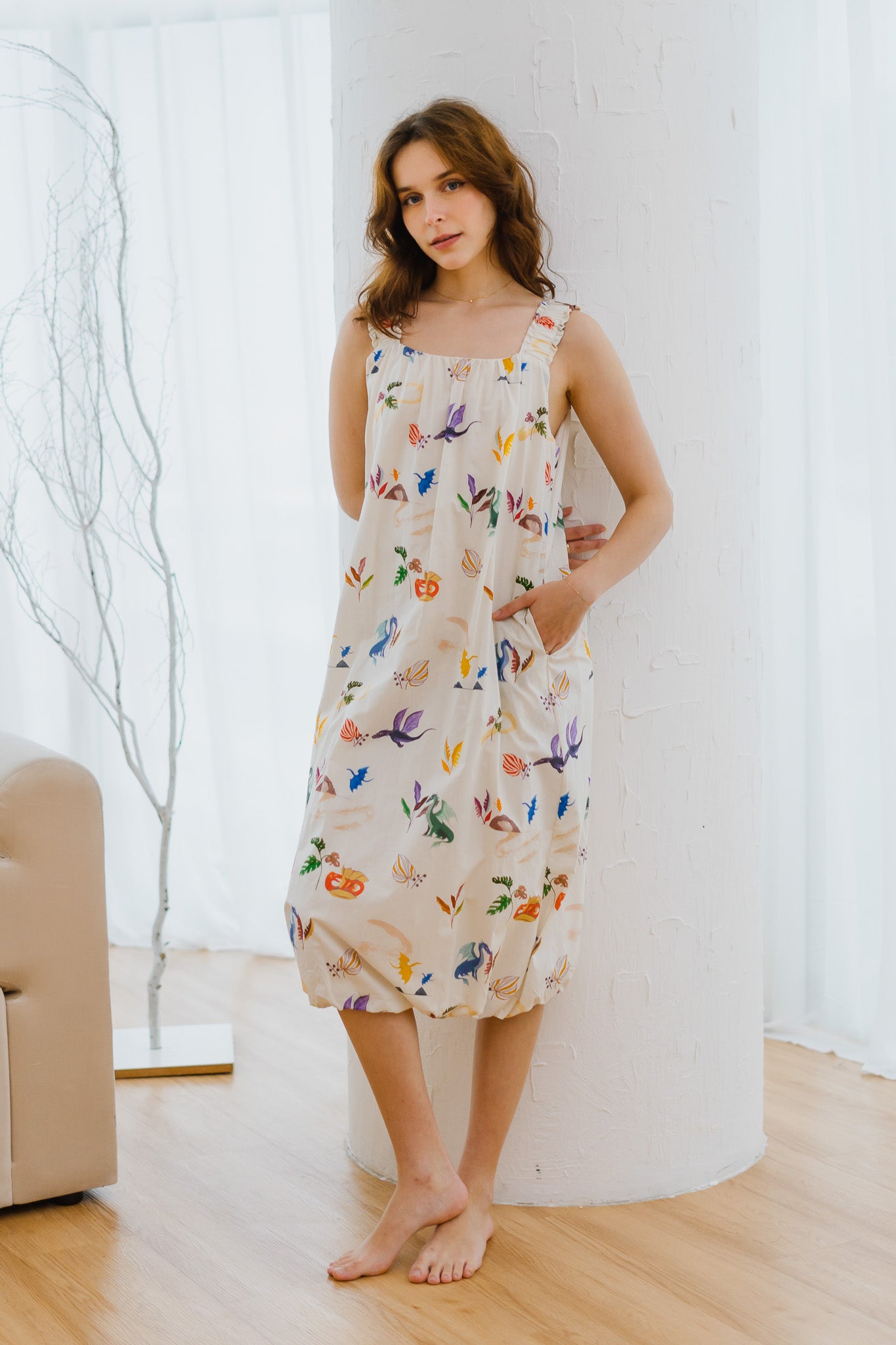 Legend Has It Sleeveless Bubble Hem Dress in Earth