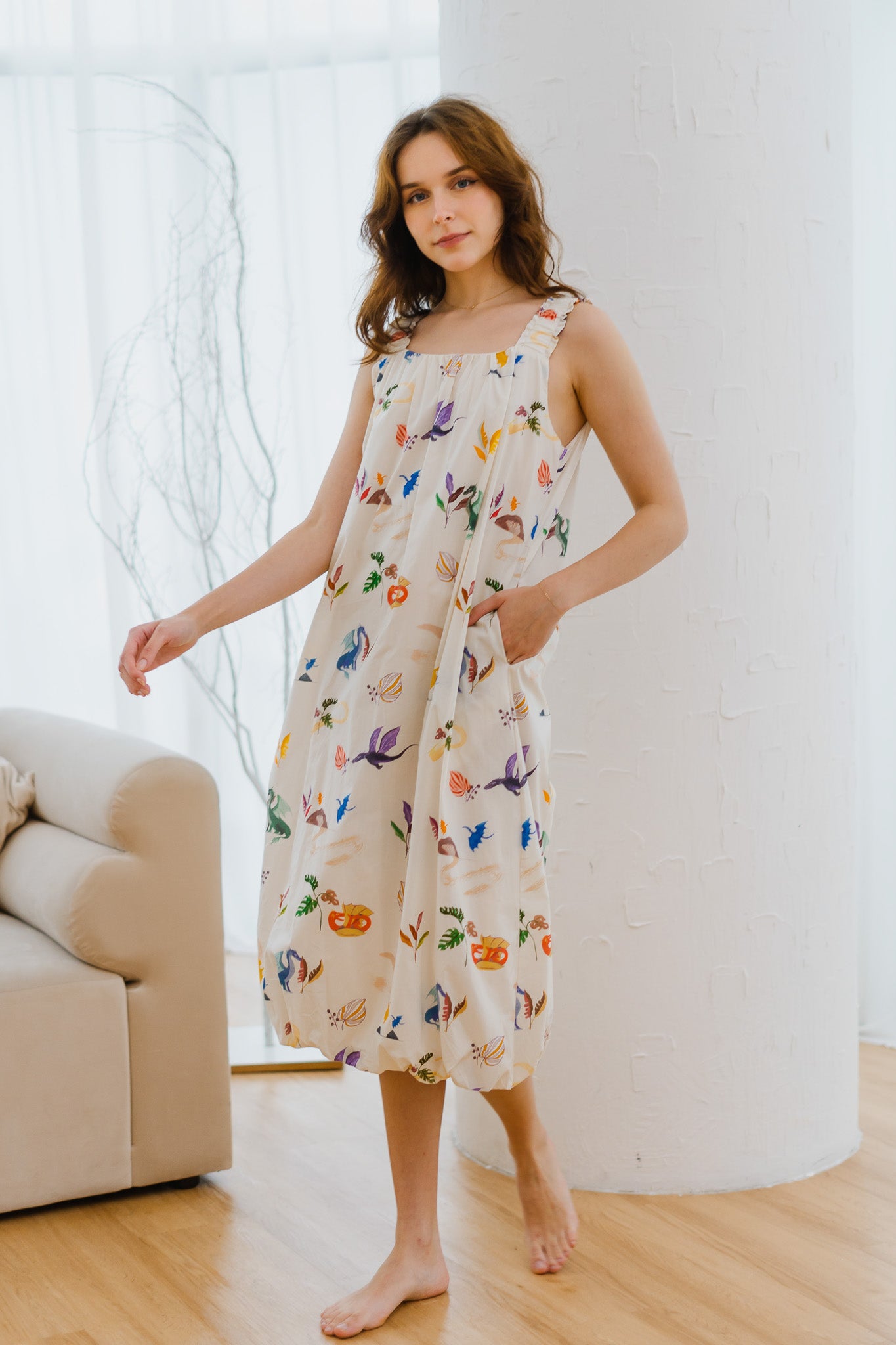 Legend Has It Sleeveless Bubble Hem Dress in Earth