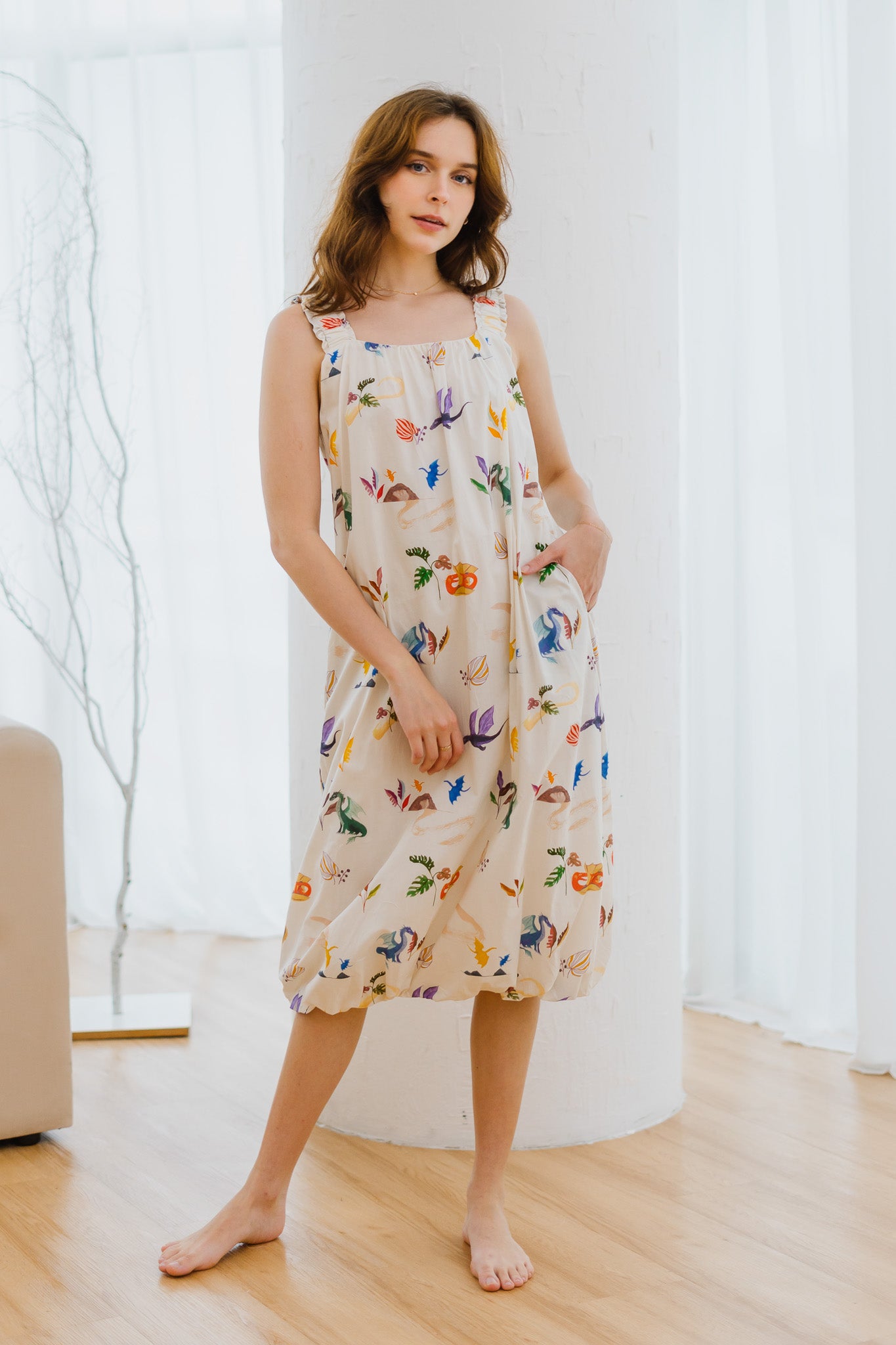 Legend Has It Sleeveless Bubble Hem Dress in Earth