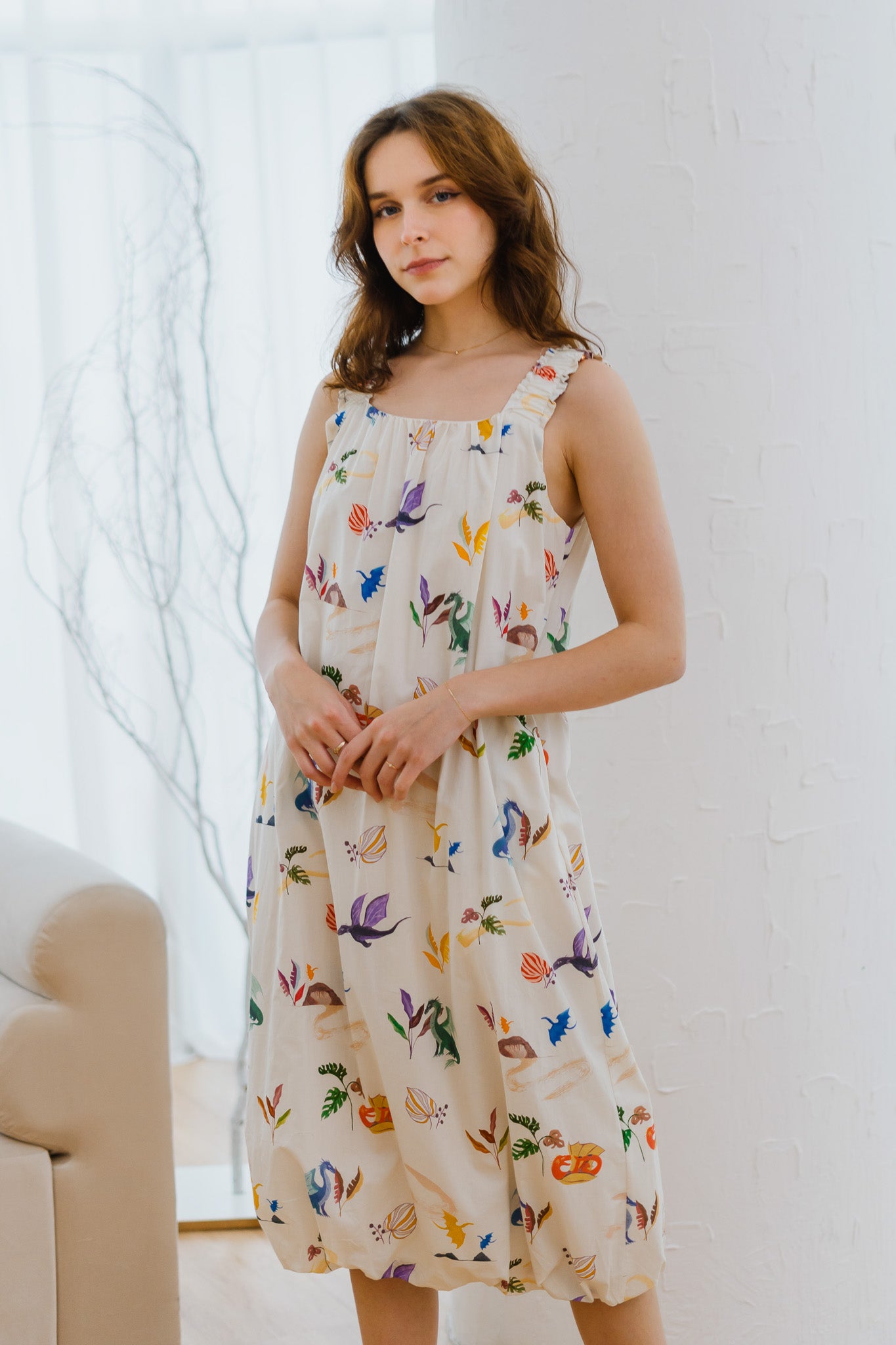 Legend Has It Sleeveless Bubble Hem Dress in Earth