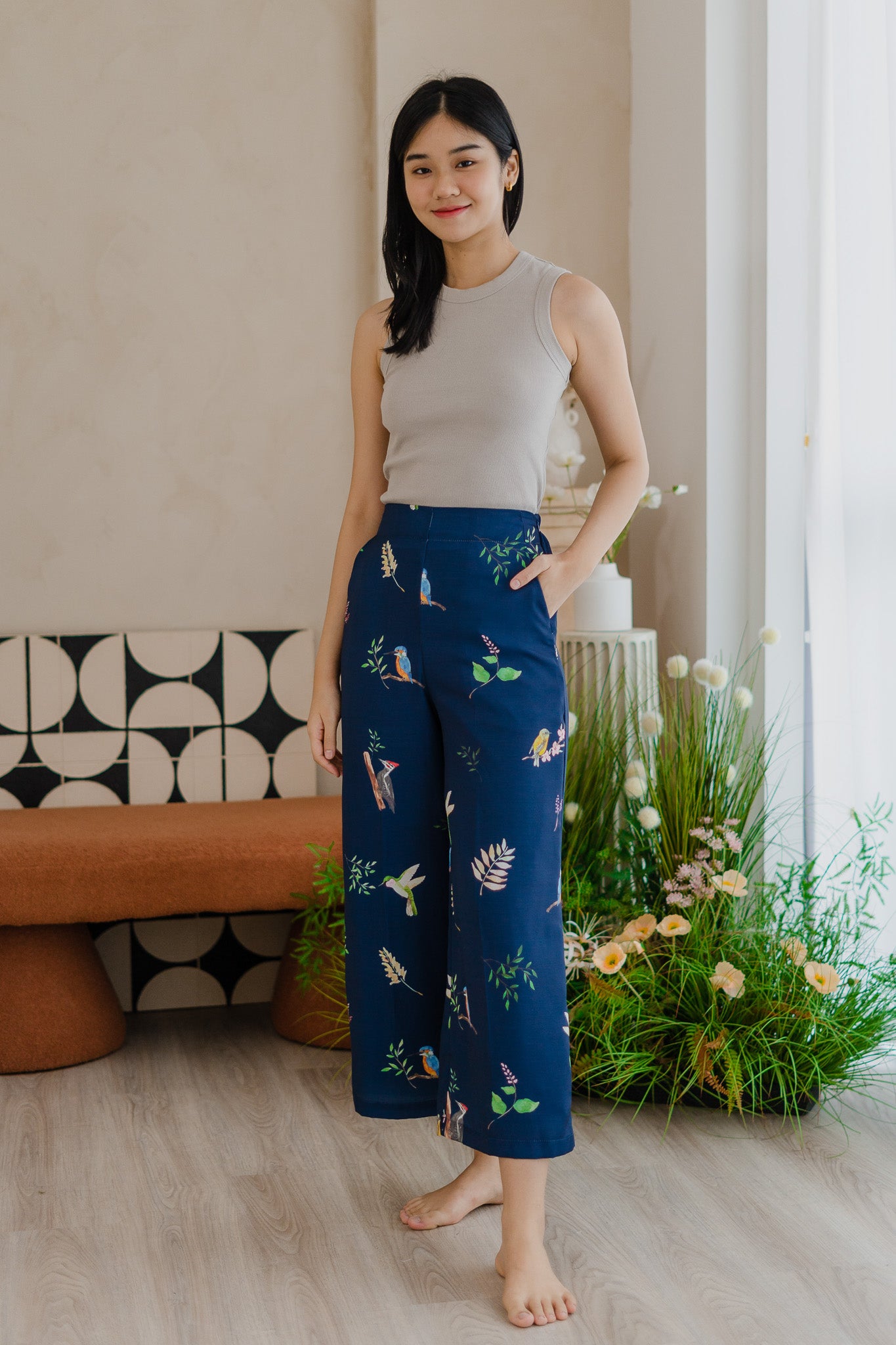 Birds Of Paradise Long Pants in Heron