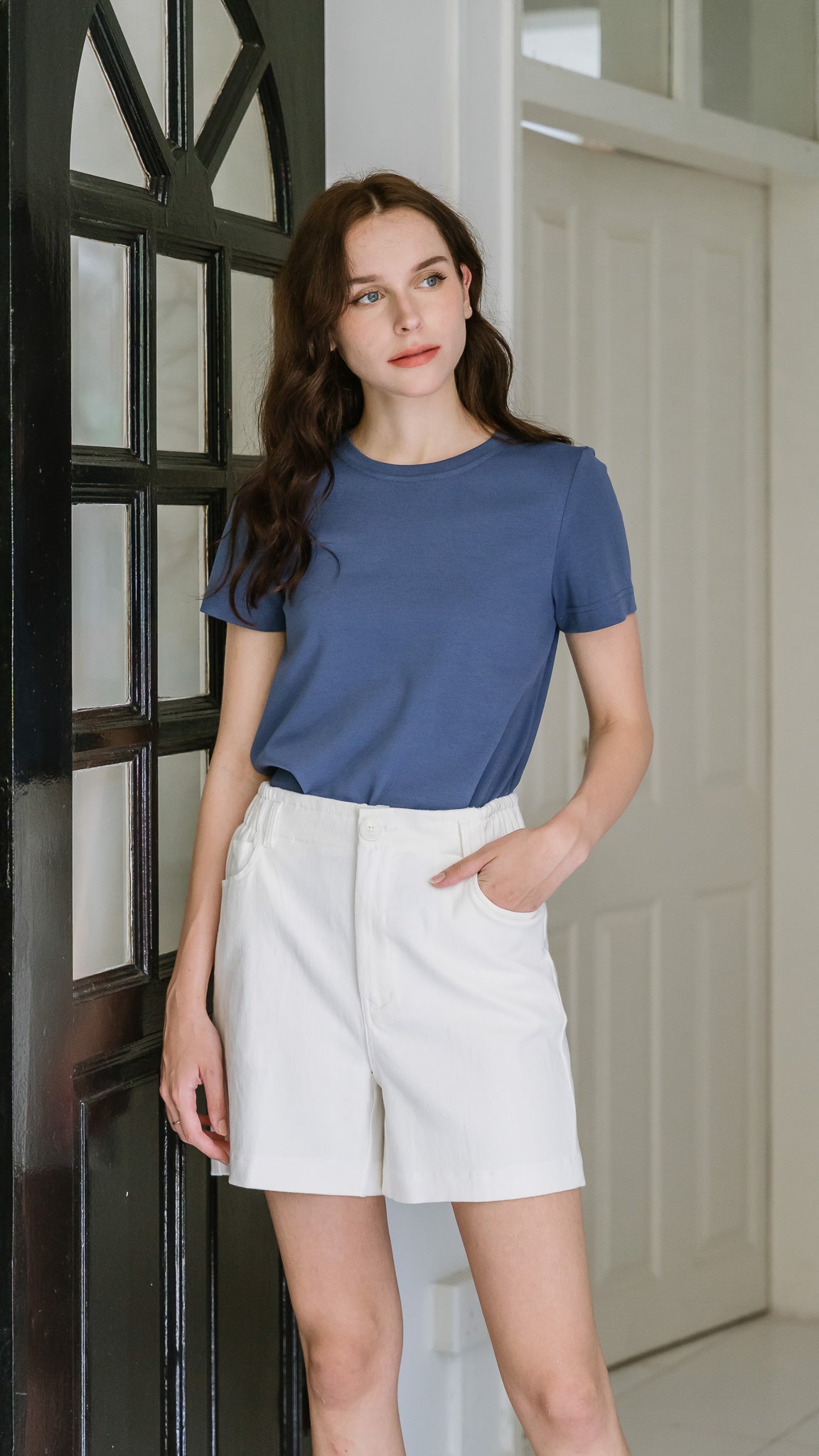 Core Essentials Basic Tee in Dusty Blue [ONLINE ONLY]