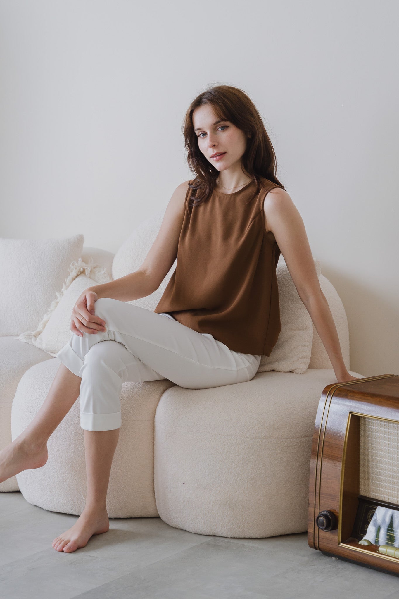 Veronica Knot Detail Blouse in Brown