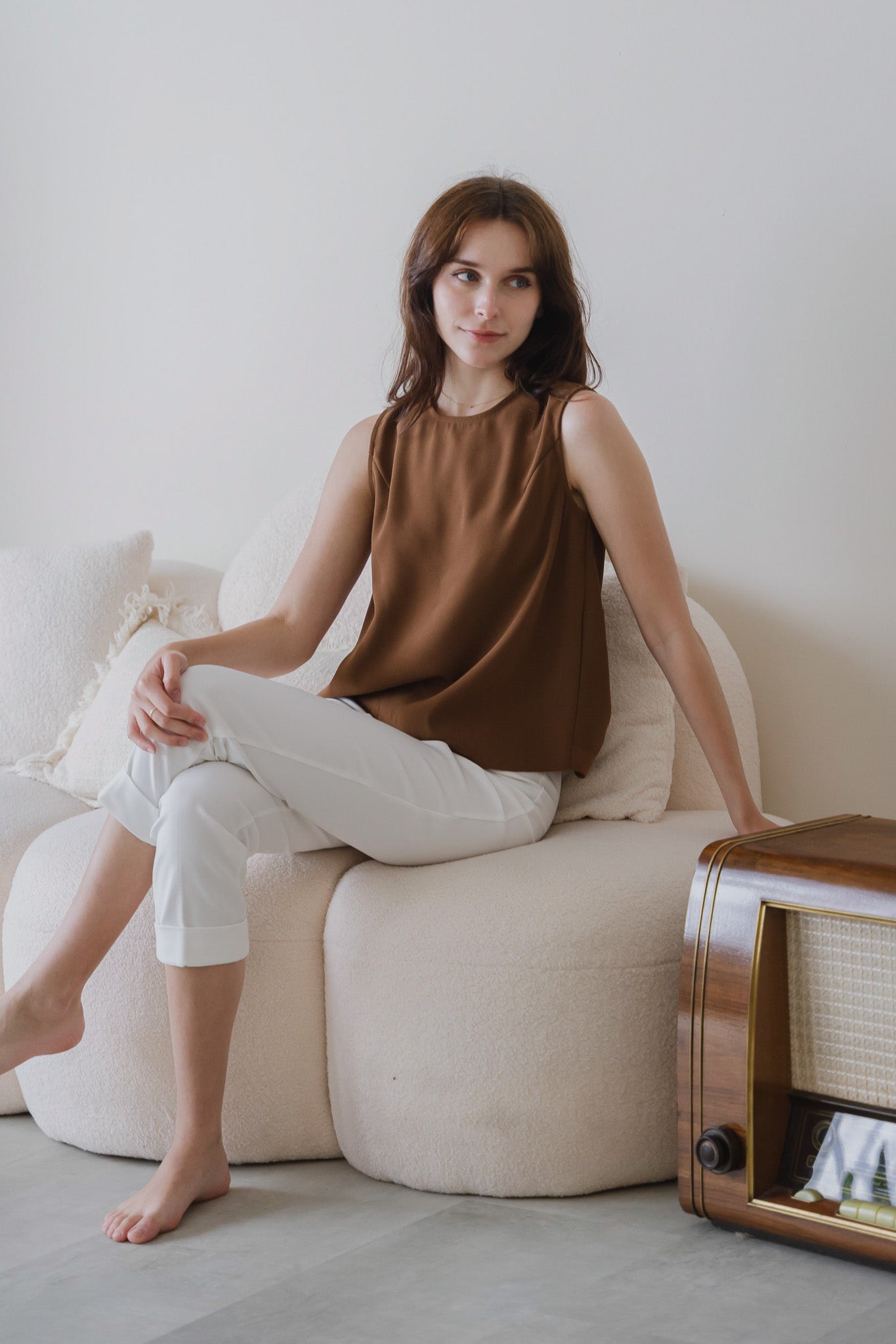 Veronica Knot Detail Blouse in Brown