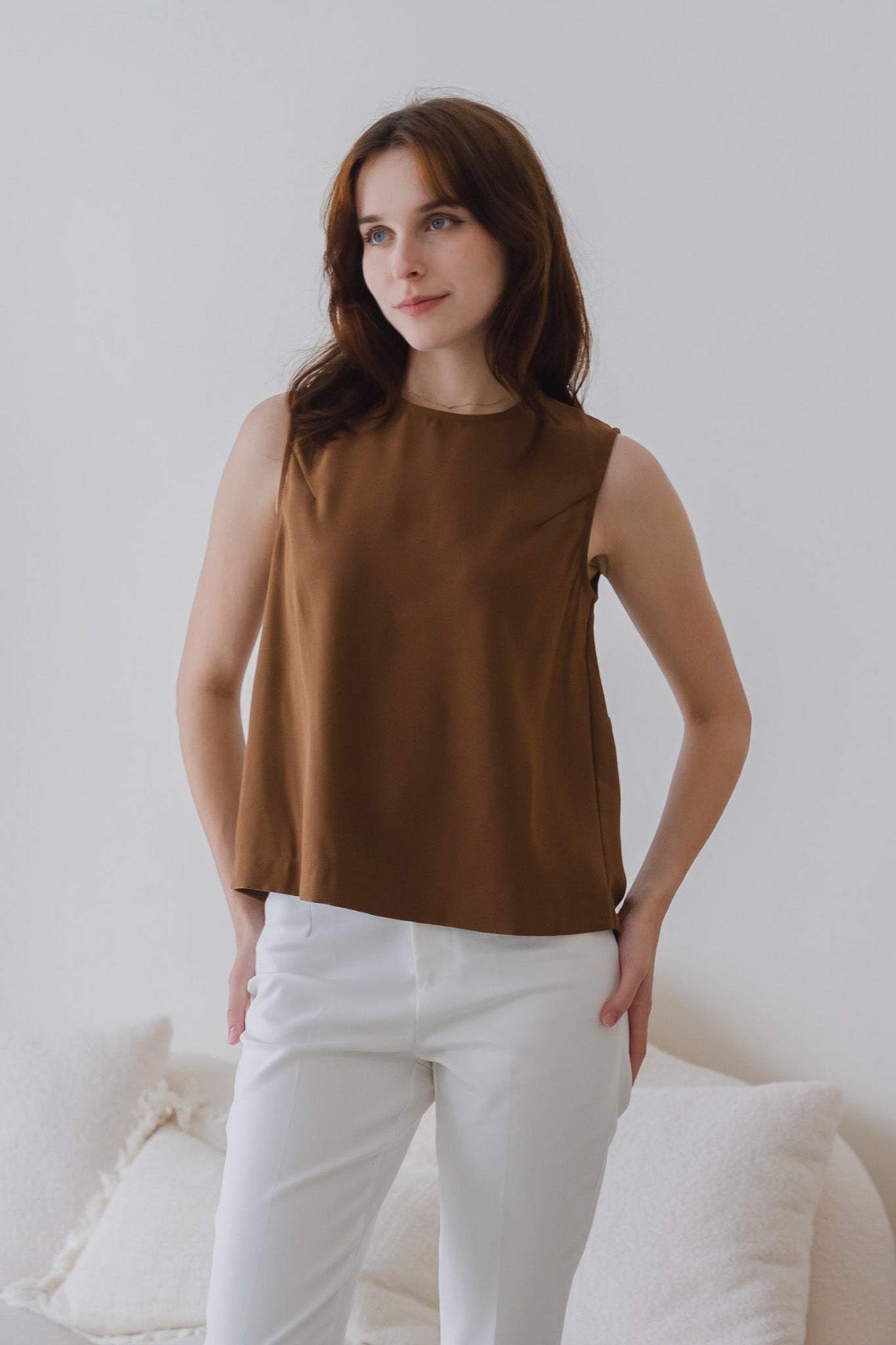 Veronica Knot Detail Blouse in Brown