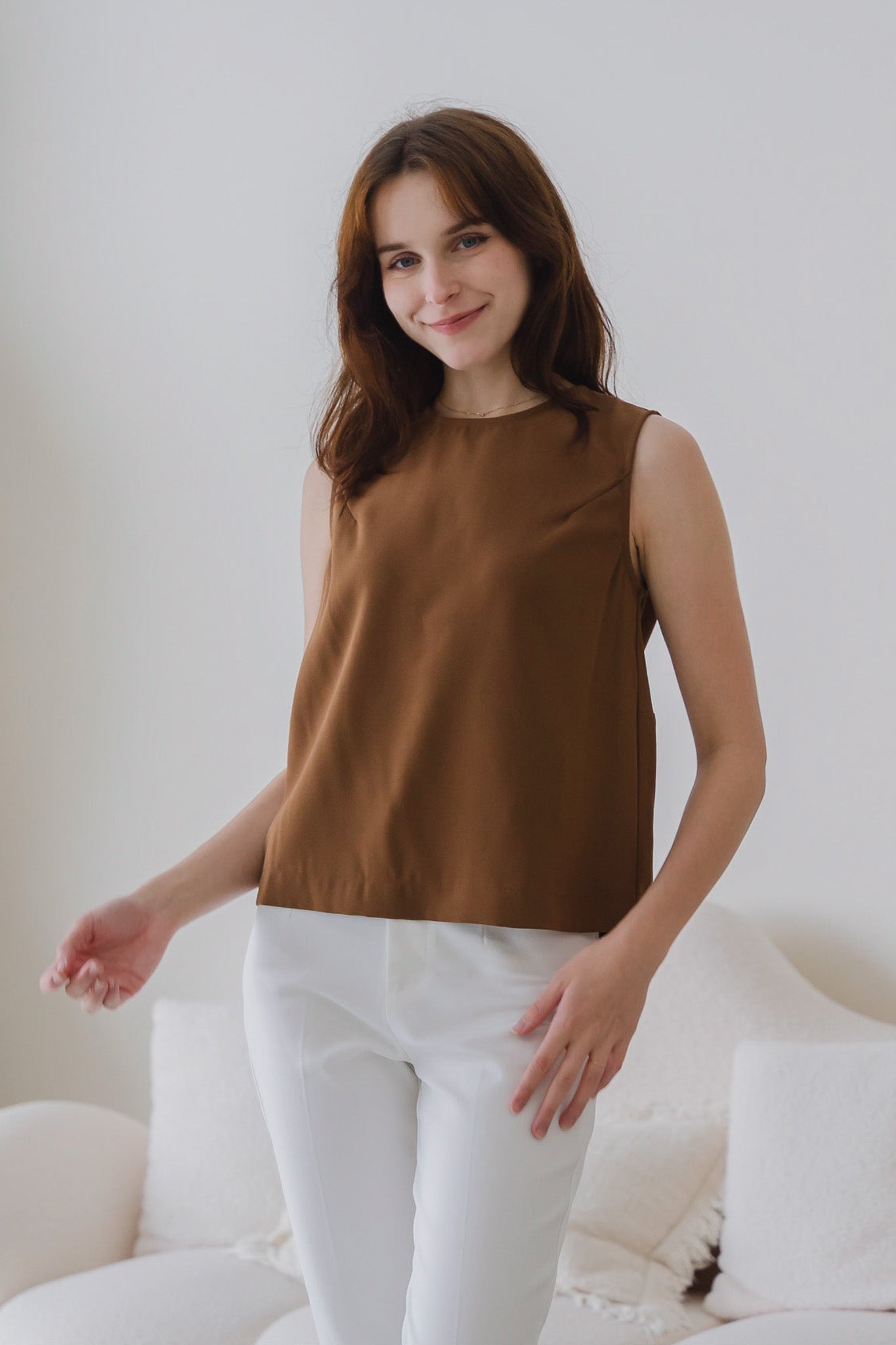 Veronica Knot Detail Blouse in Brown