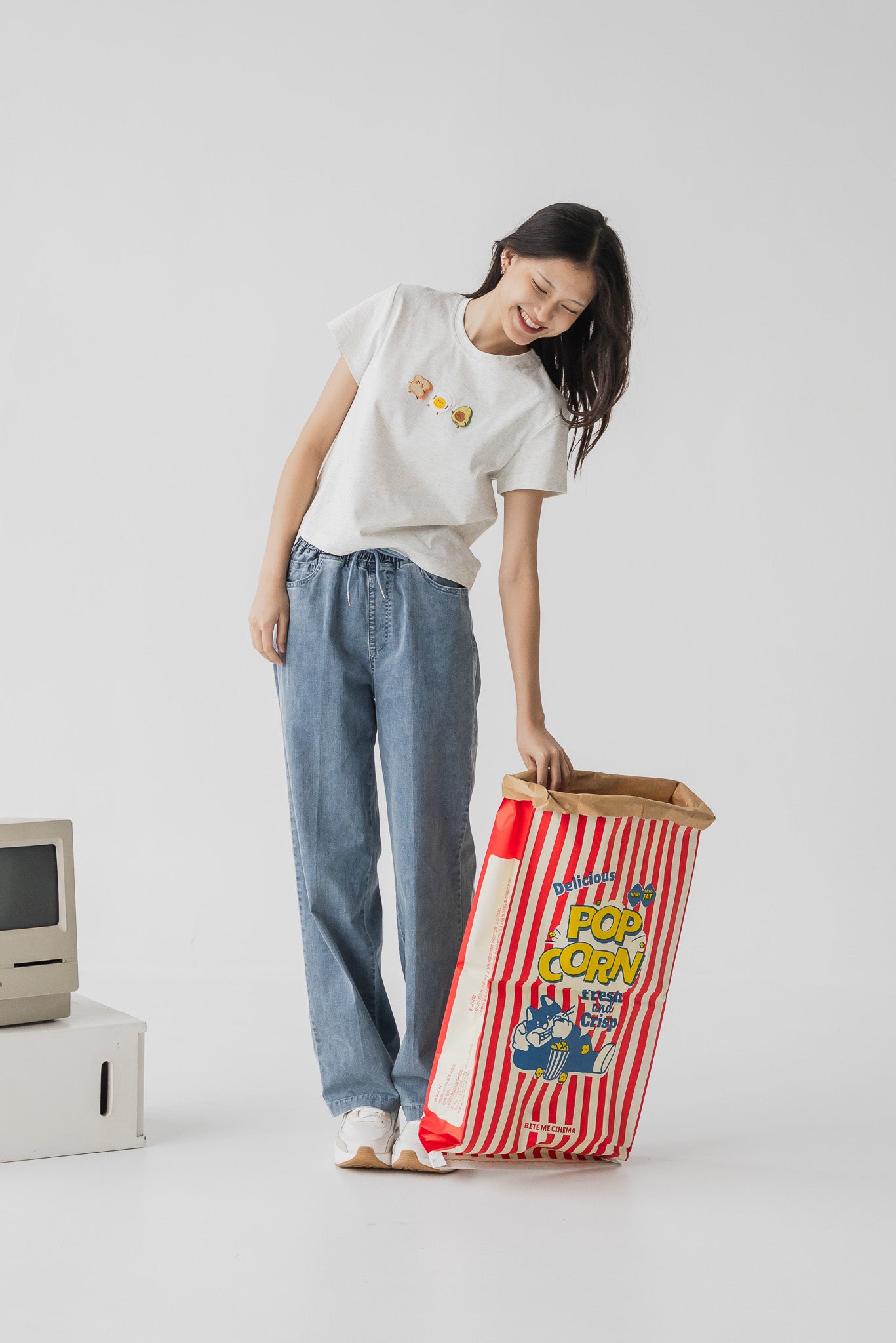 Breakfast Club Cropped Tee in Light Gray
