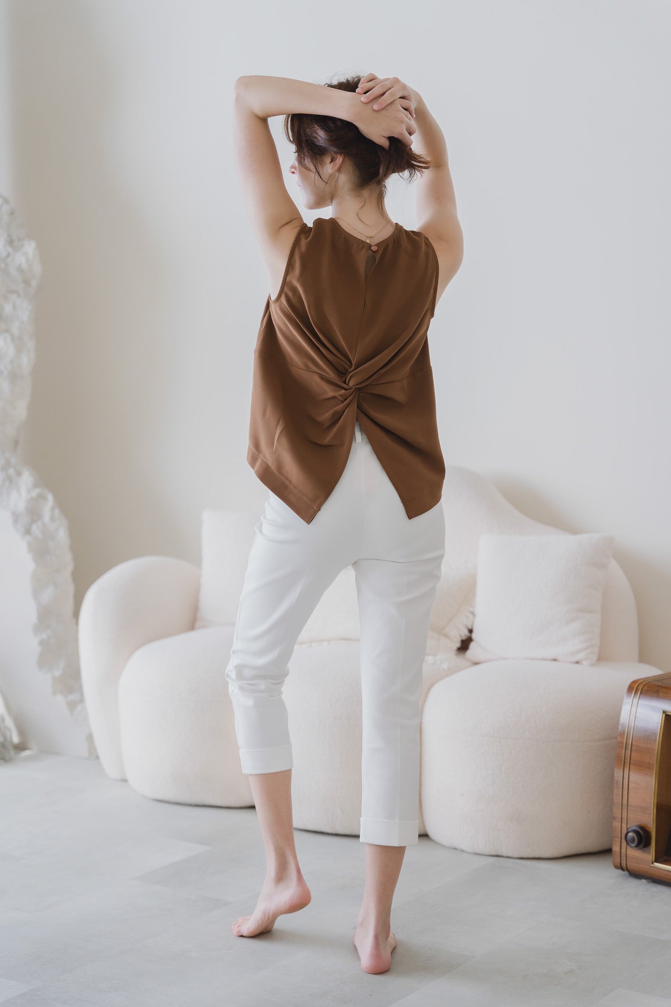 Veronica Knot Detail Blouse in Brown