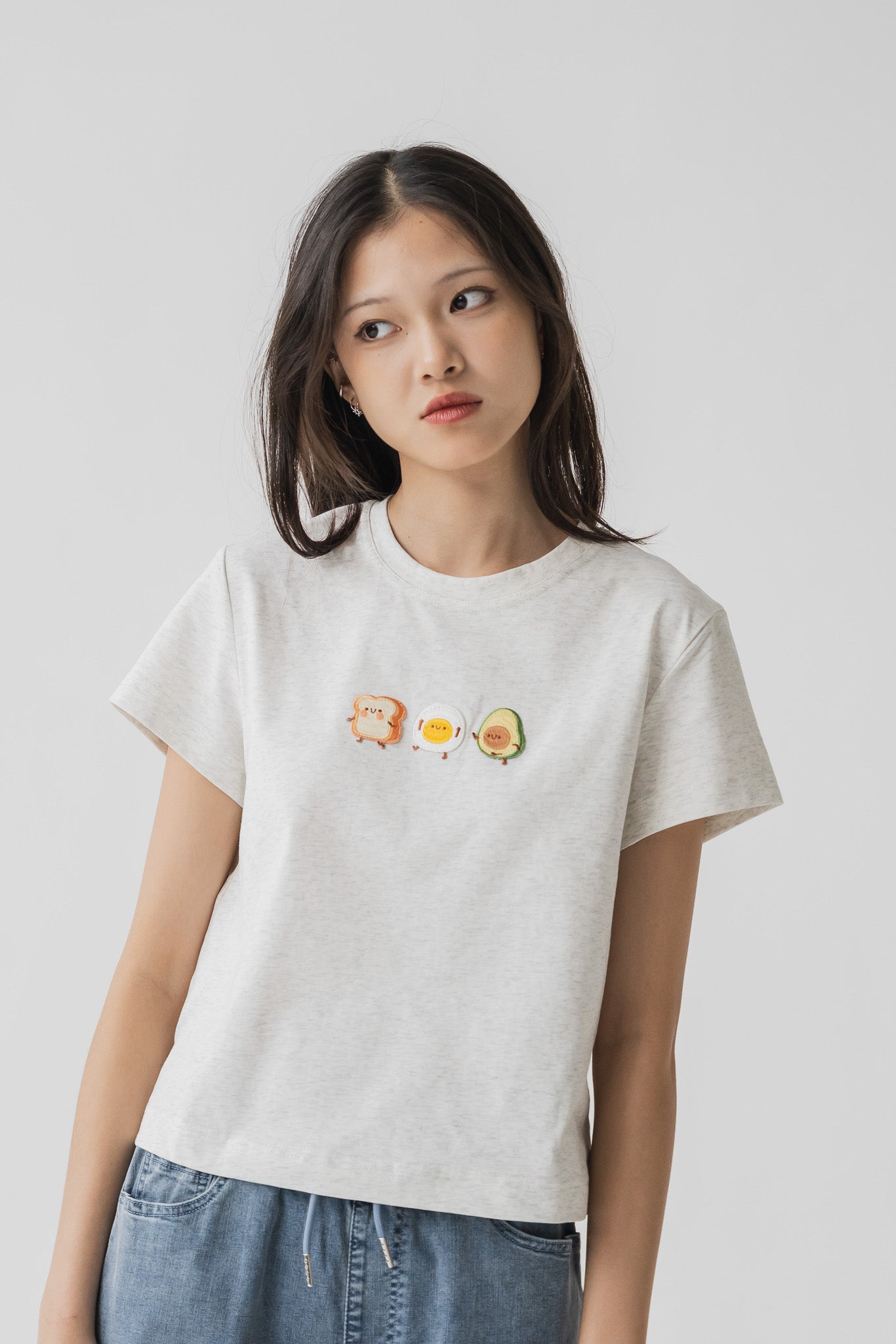 Breakfast Club Cropped Tee in Light Gray