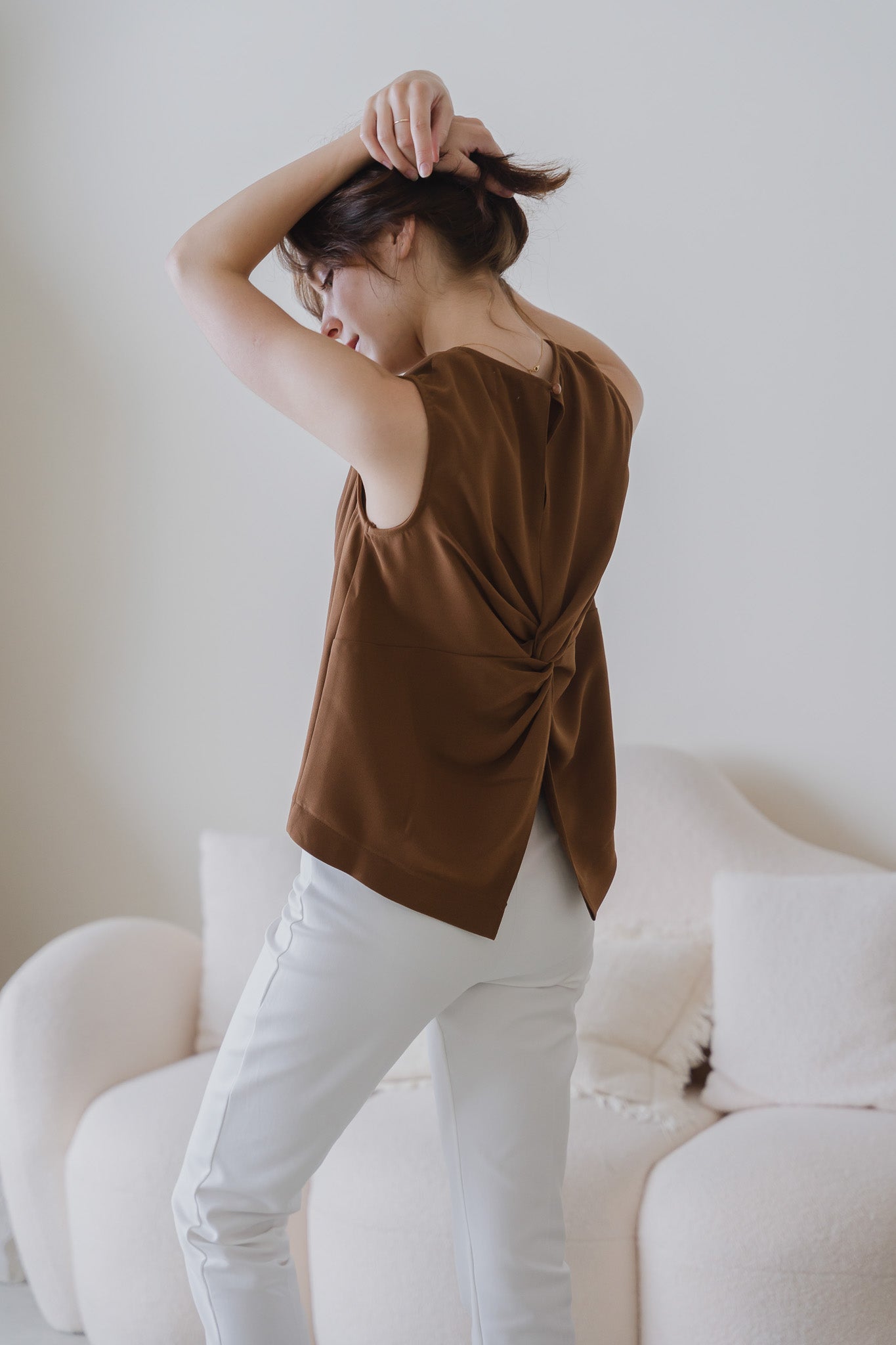 Veronica Knot Detail Blouse in Brown