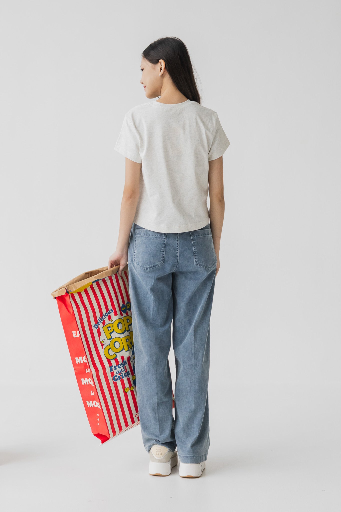 Breakfast Club Cropped Tee in Light Gray