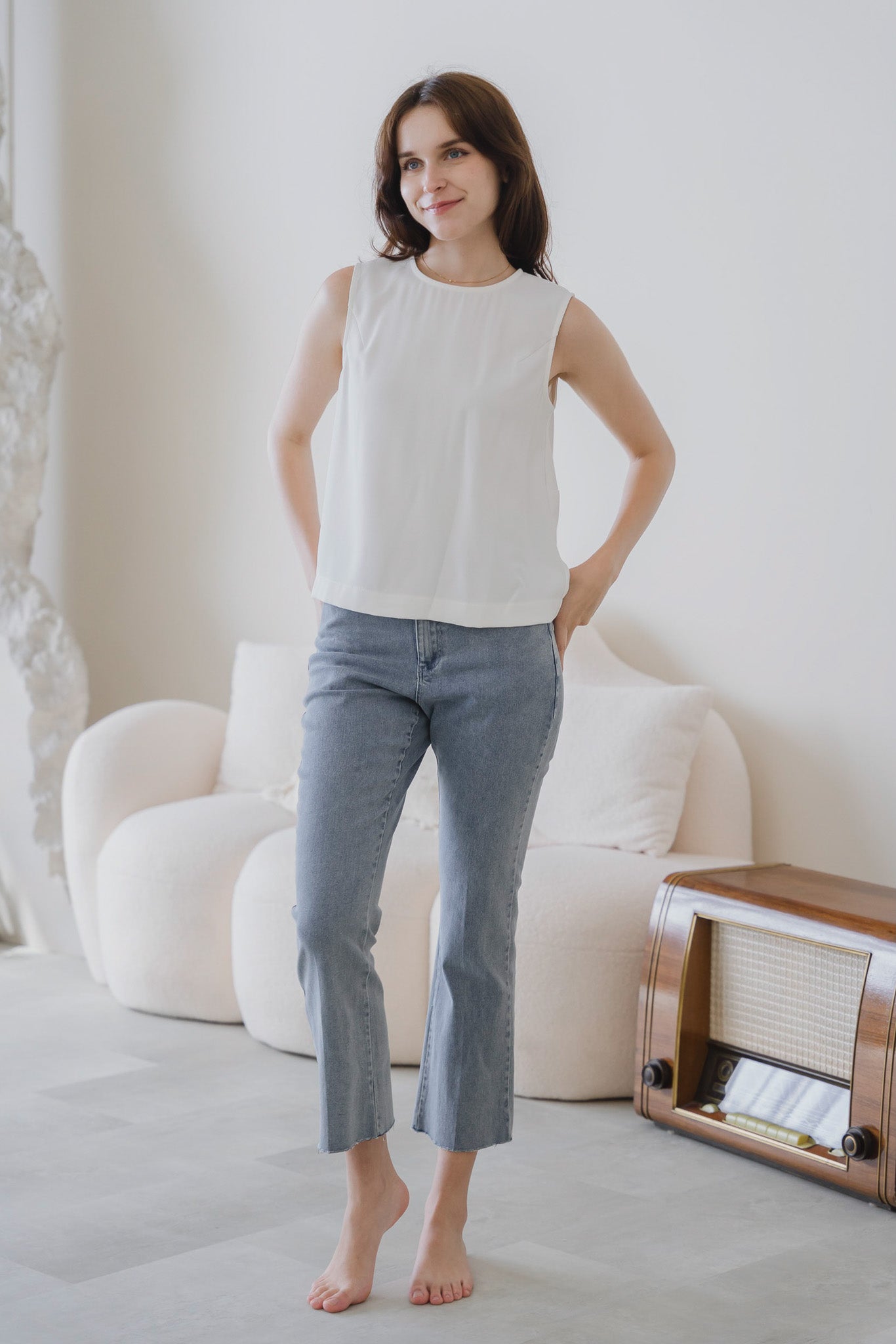 Veronica Knot Detail Blouse in White