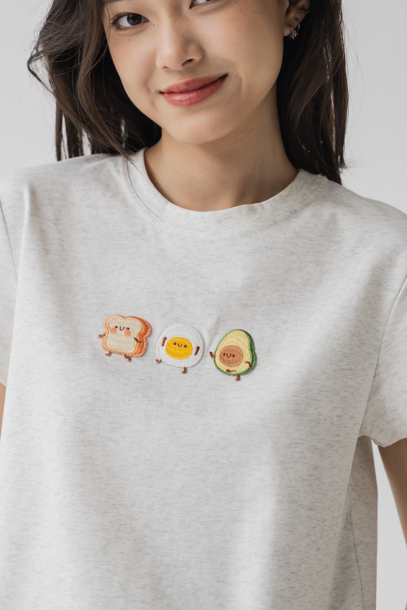 Breakfast Club Cropped Tee in Light Gray