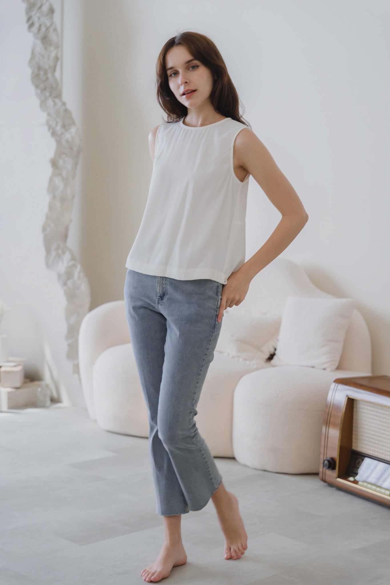 Veronica Knot Detail Blouse in White