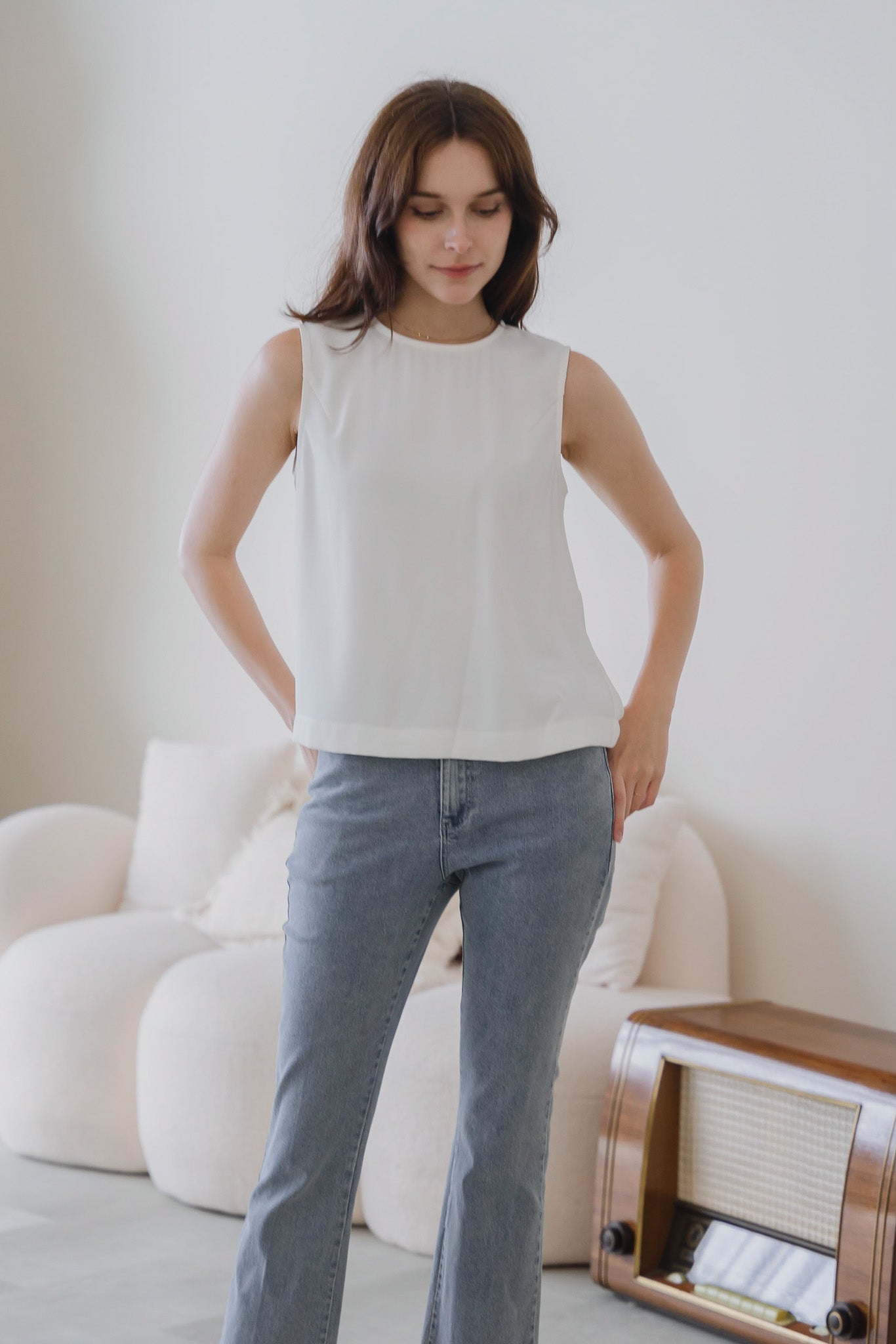 Veronica Knot Detail Blouse in White