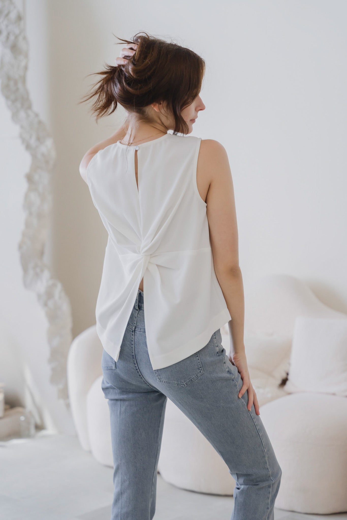 Veronica Knot Detail Blouse in White