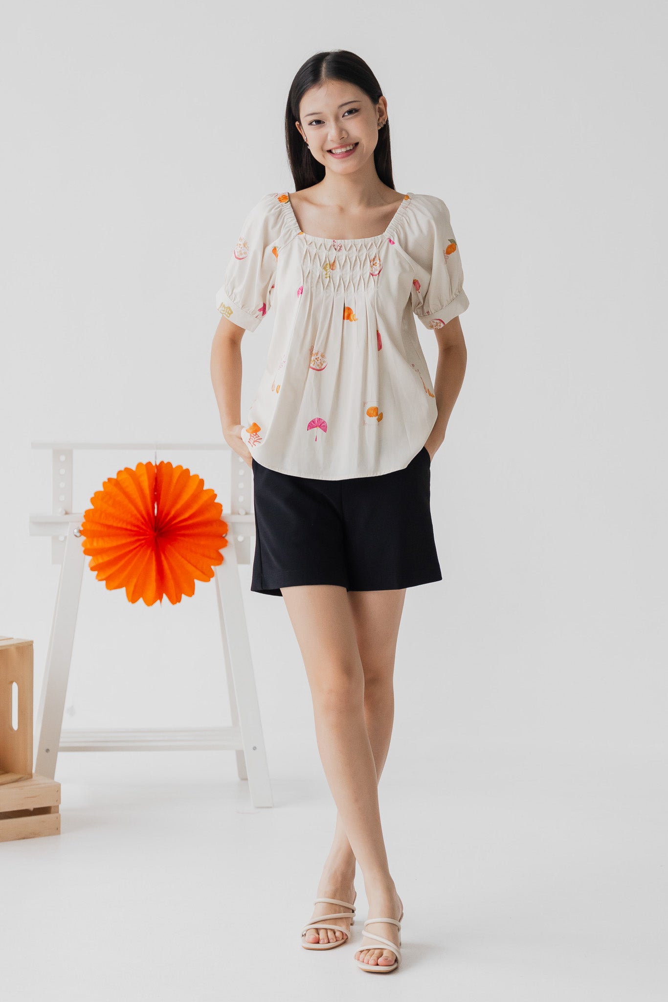 Sweet Savoury Spring Pleat Detail Blouse in Marigold
