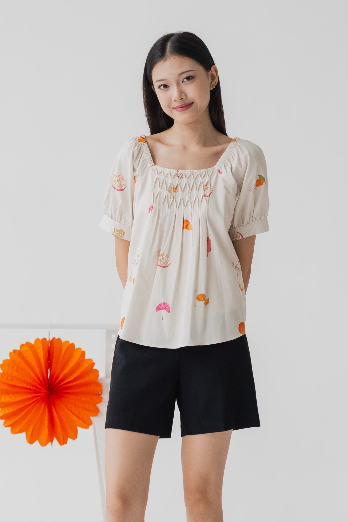 Sweet Savoury Spring Pleat Detail Blouse in Marigold
