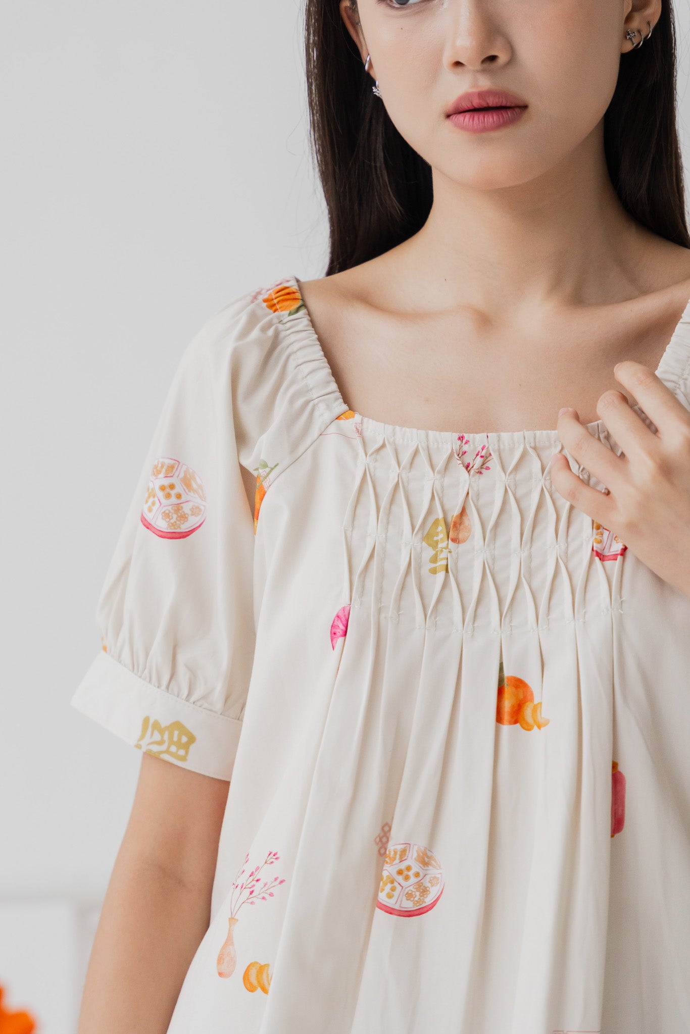 Sweet Savoury Spring Pleat Detail Blouse in Marigold