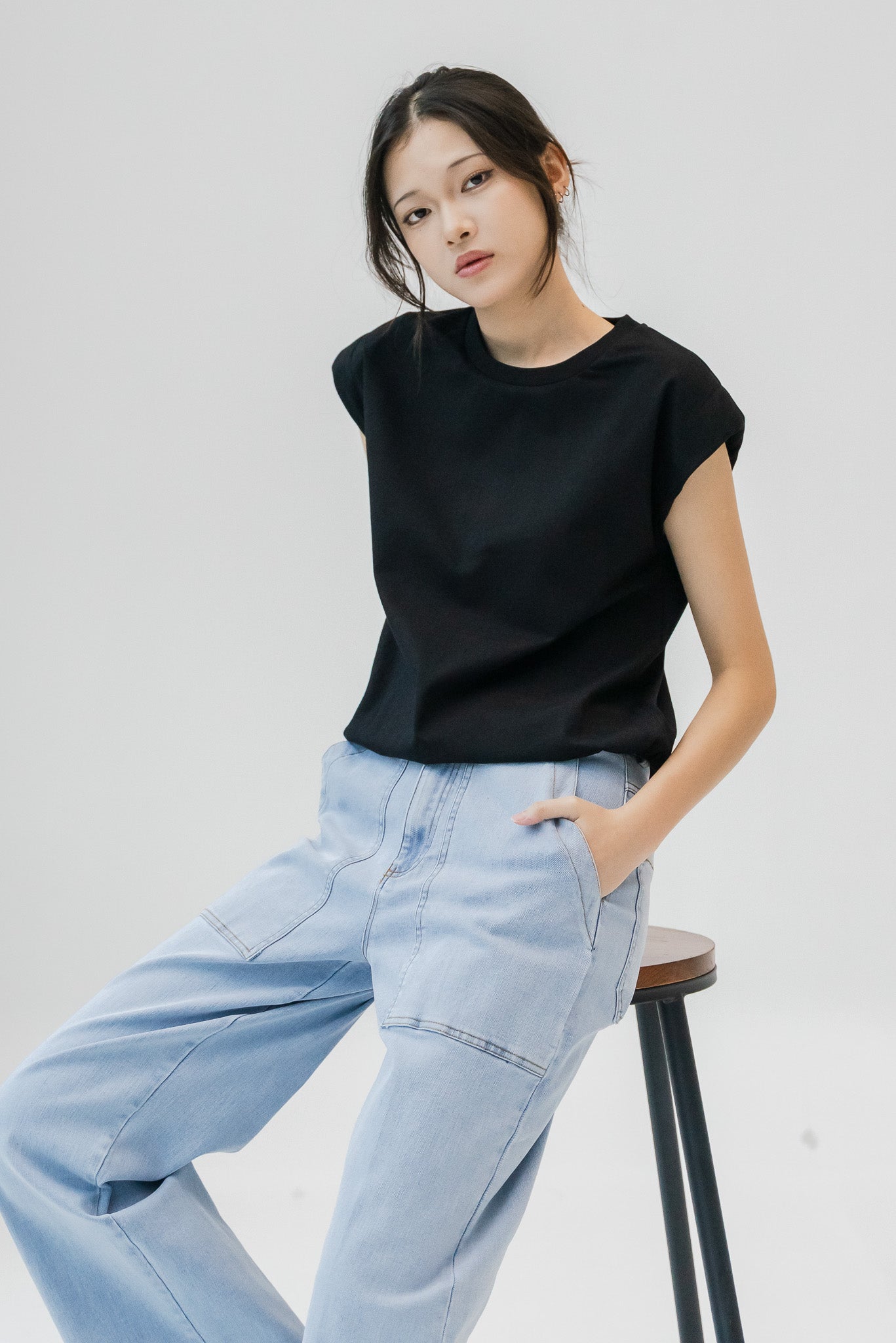 Oversized Muscle Tee in Black