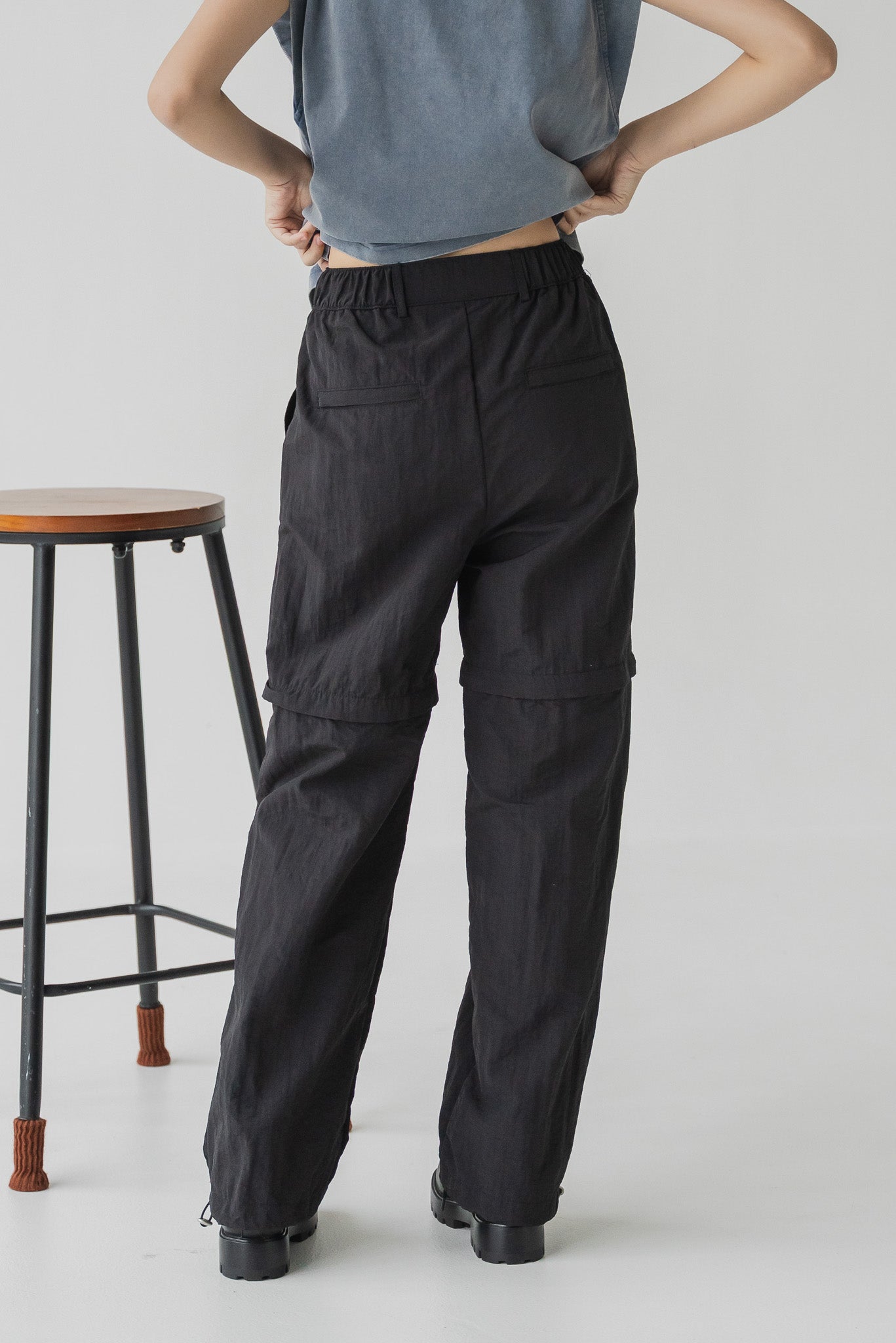Two-Way Nylon Utility Pants/Berms in Black