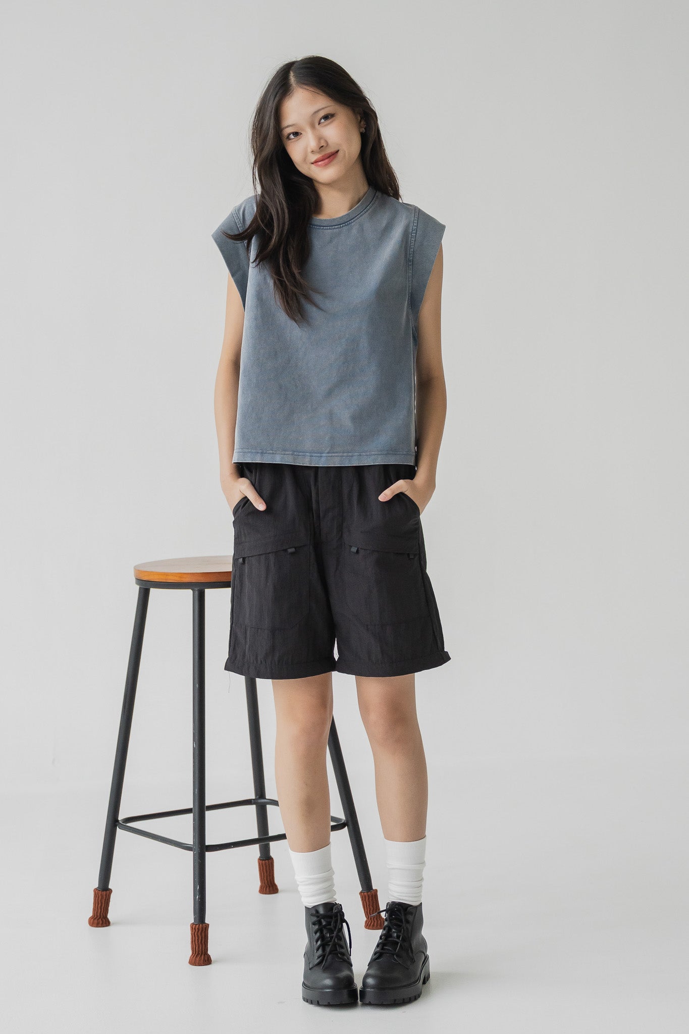 Two-Way Nylon Utility Pants/Berms in Black