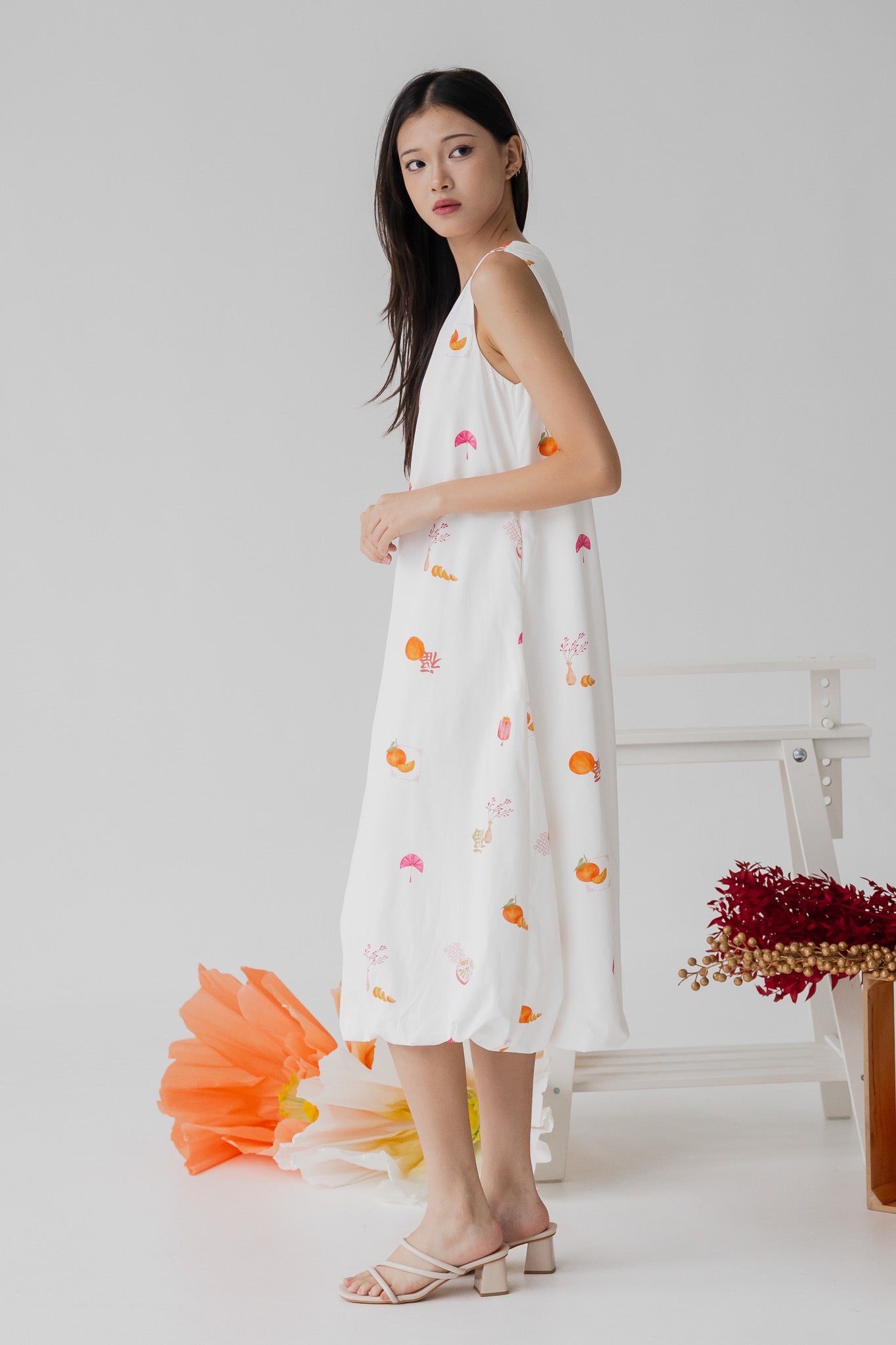 Sweet Savoury Spring Bubble Hem Dress in Cloud