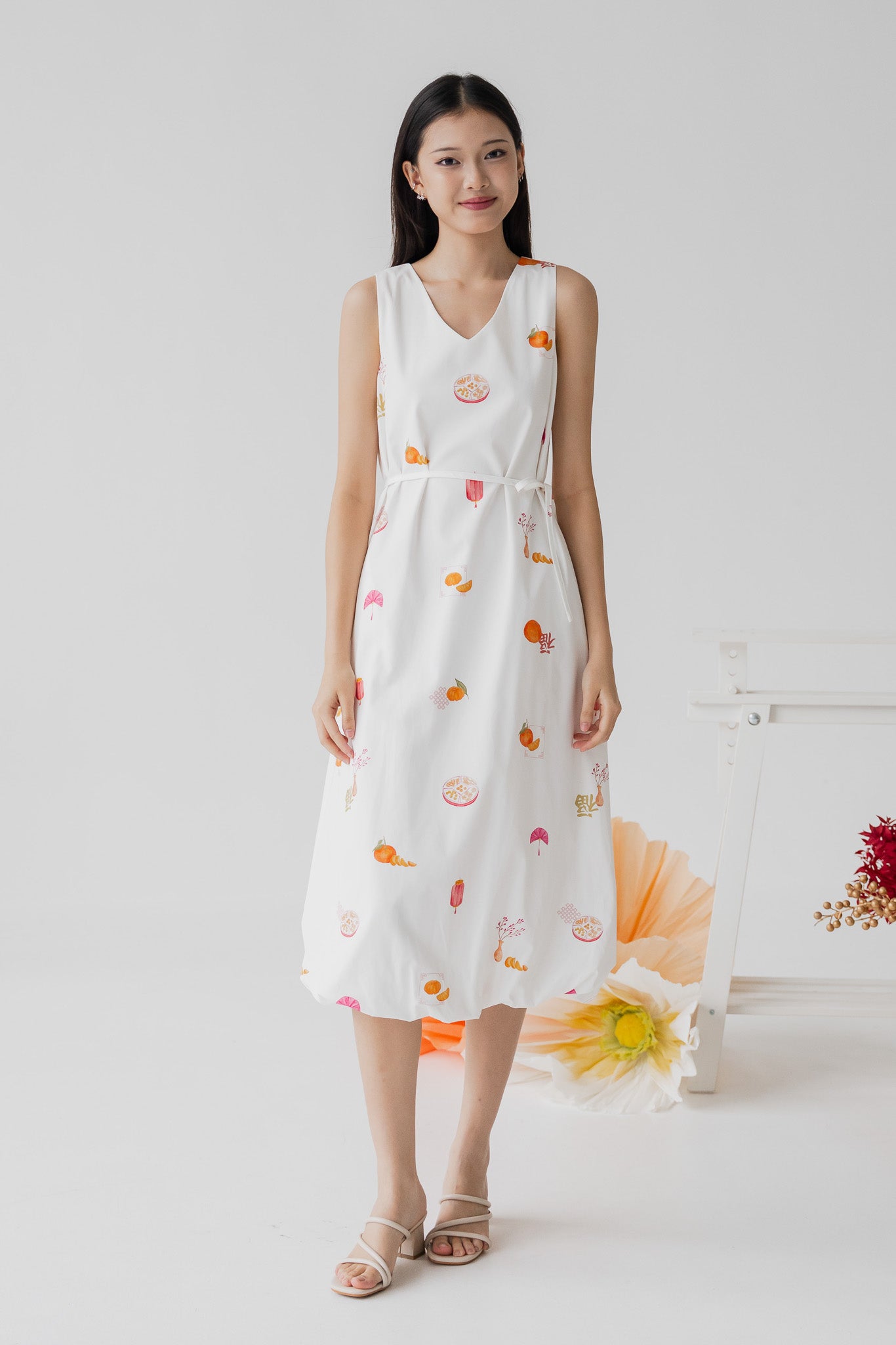 Sweet Savoury Spring Bubble Hem Dress in Cloud