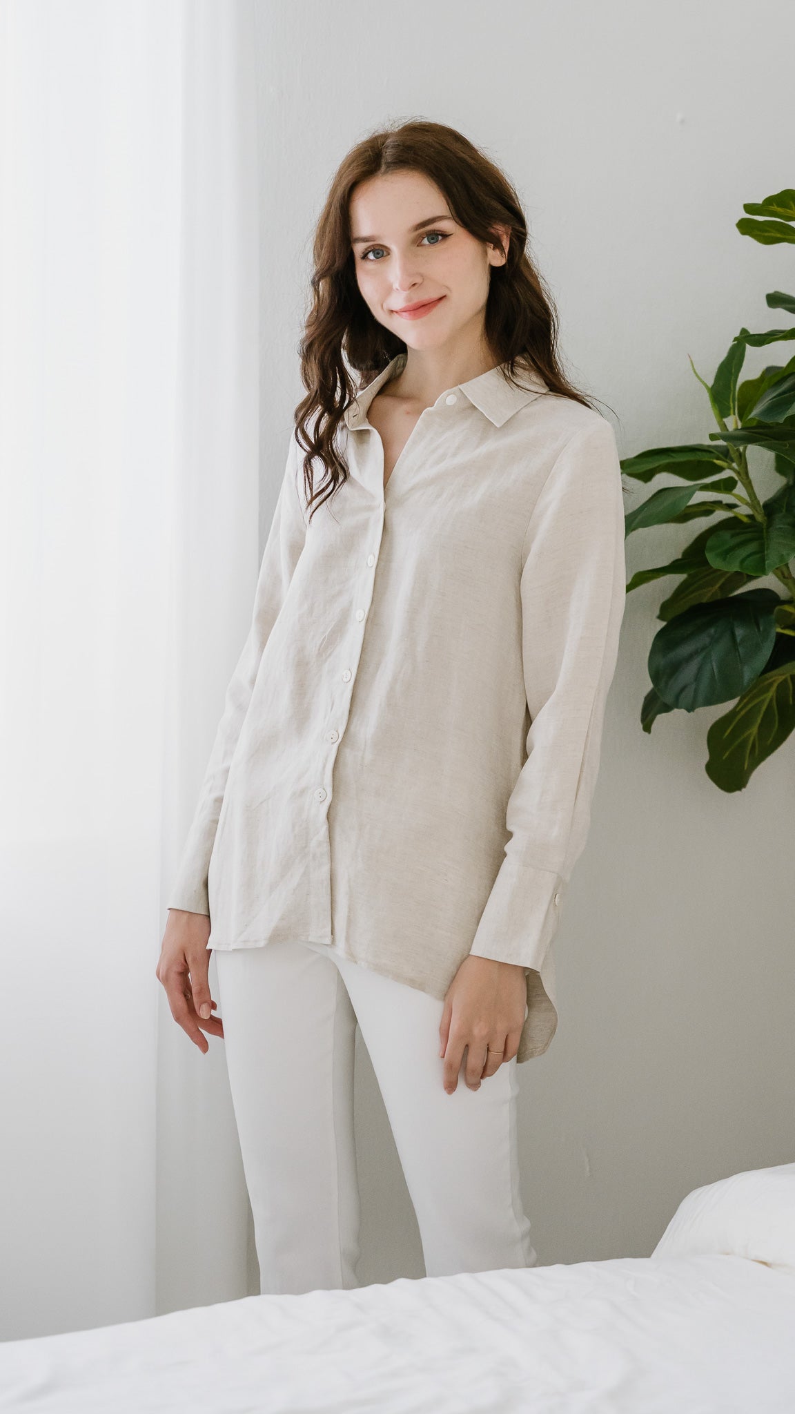 Nara Long Sleeve Linen Shirt in Linen Gray [ONLINE ONLY]