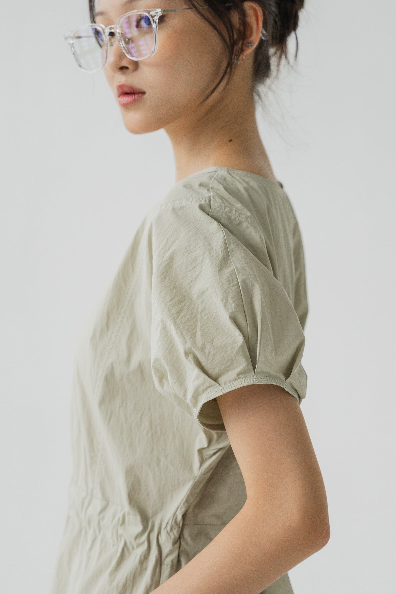 Kyori Cap Sleeve Midaxi Dress in Light Green