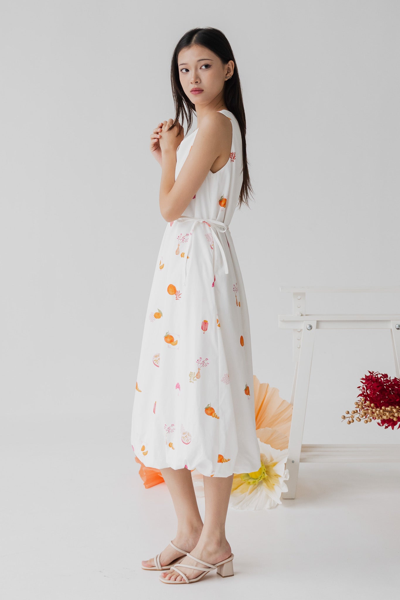 Sweet Savoury Spring Bubble Hem Dress in Cloud