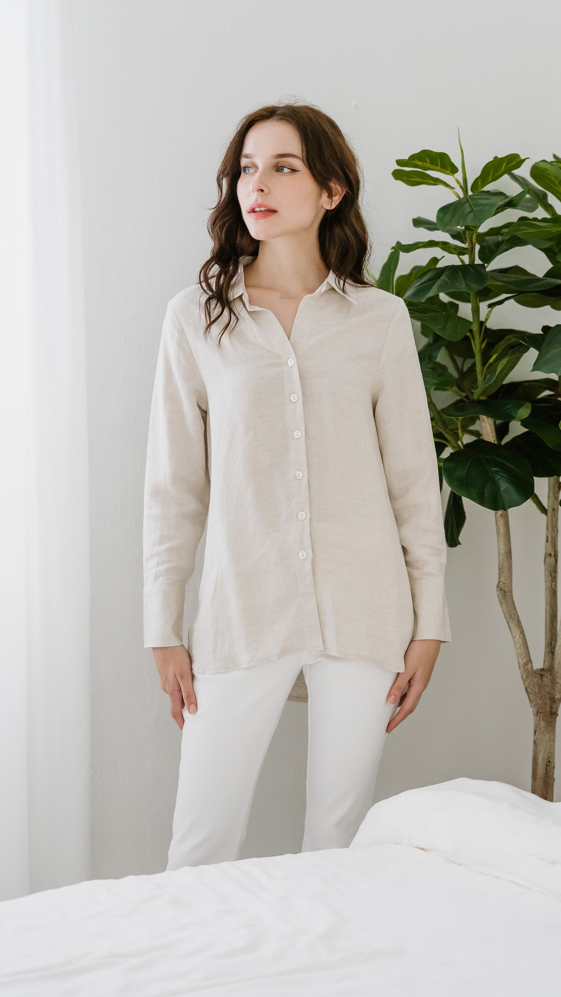 Nara Long Sleeve Linen Shirt in Linen Gray [ONLINE ONLY]