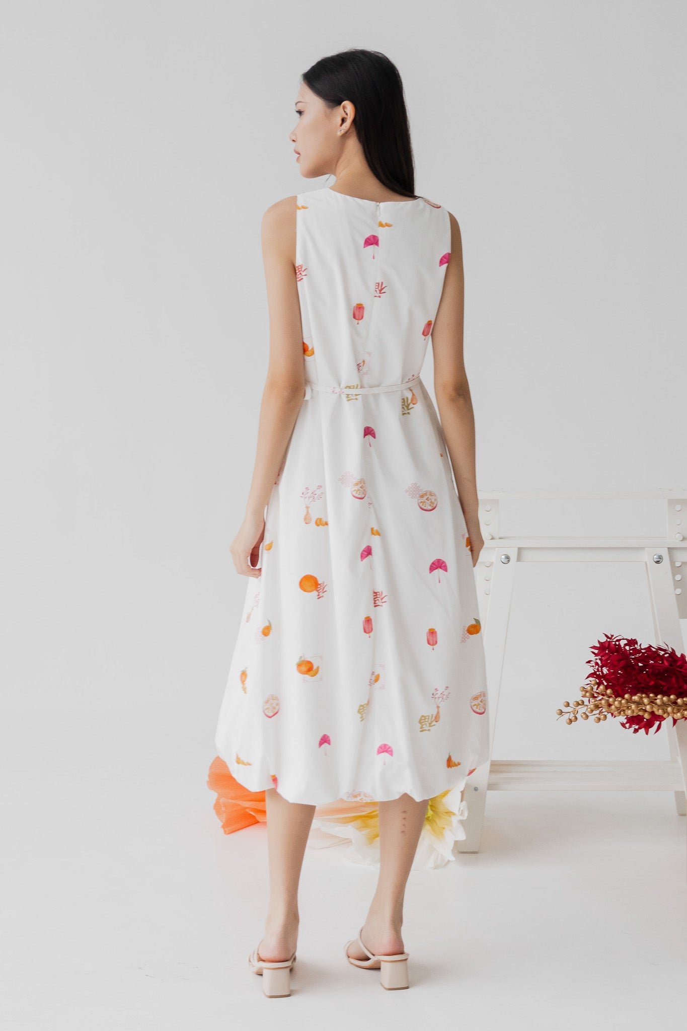 Sweet Savoury Spring Bubble Hem Dress in Cloud