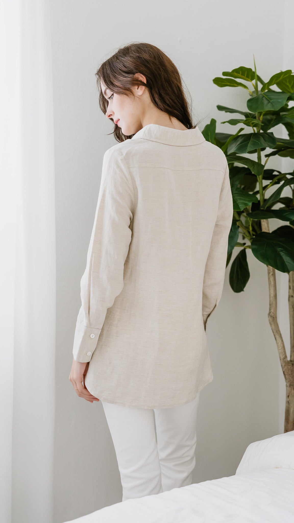 Nara Long Sleeve Linen Shirt in Linen Gray [ONLINE ONLY]