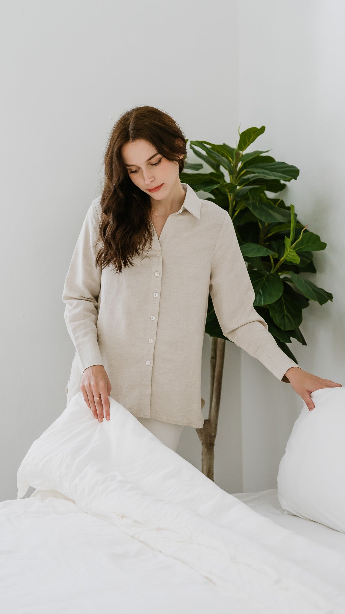 Nara Long Sleeve Linen Shirt in Linen Gray [ONLINE ONLY]