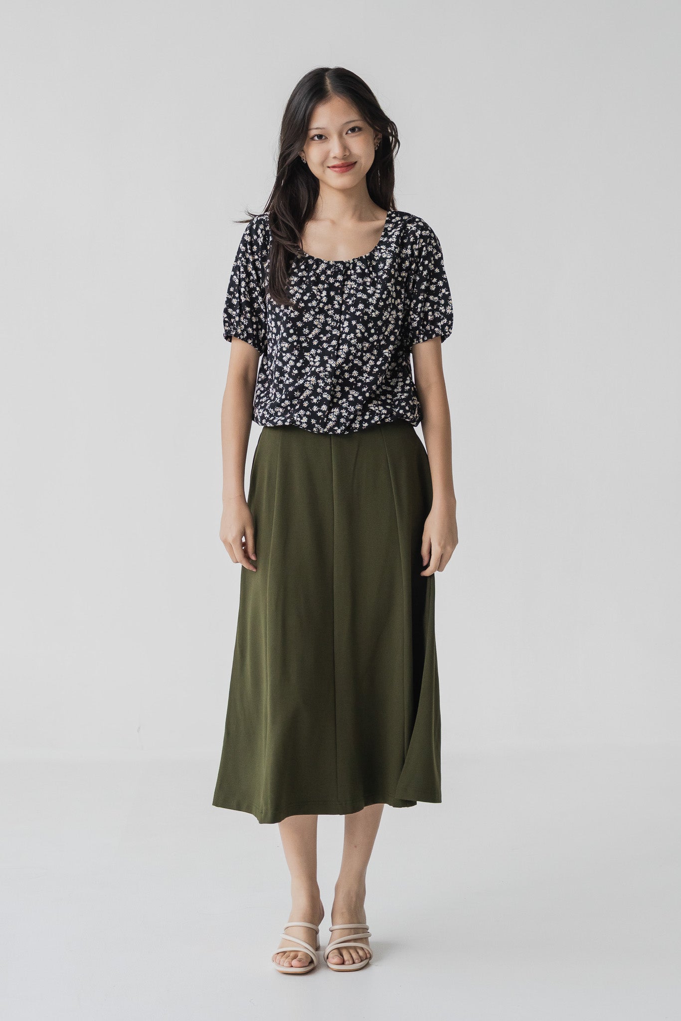 Amanda Panel Roma Skirt in Army Green [ONLINE ONLY]