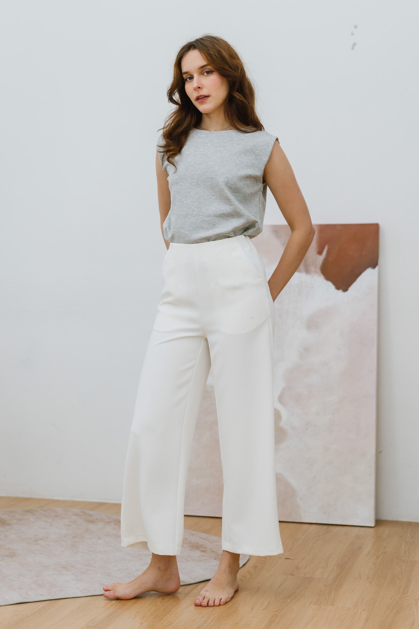 An Essential Long Broad Pants in White