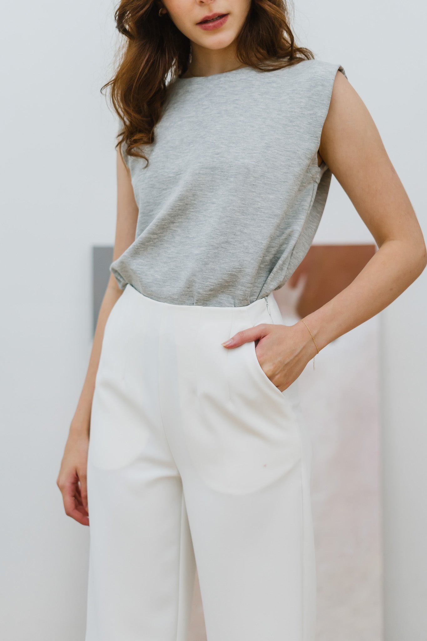 An Essential Long Broad Pants in White