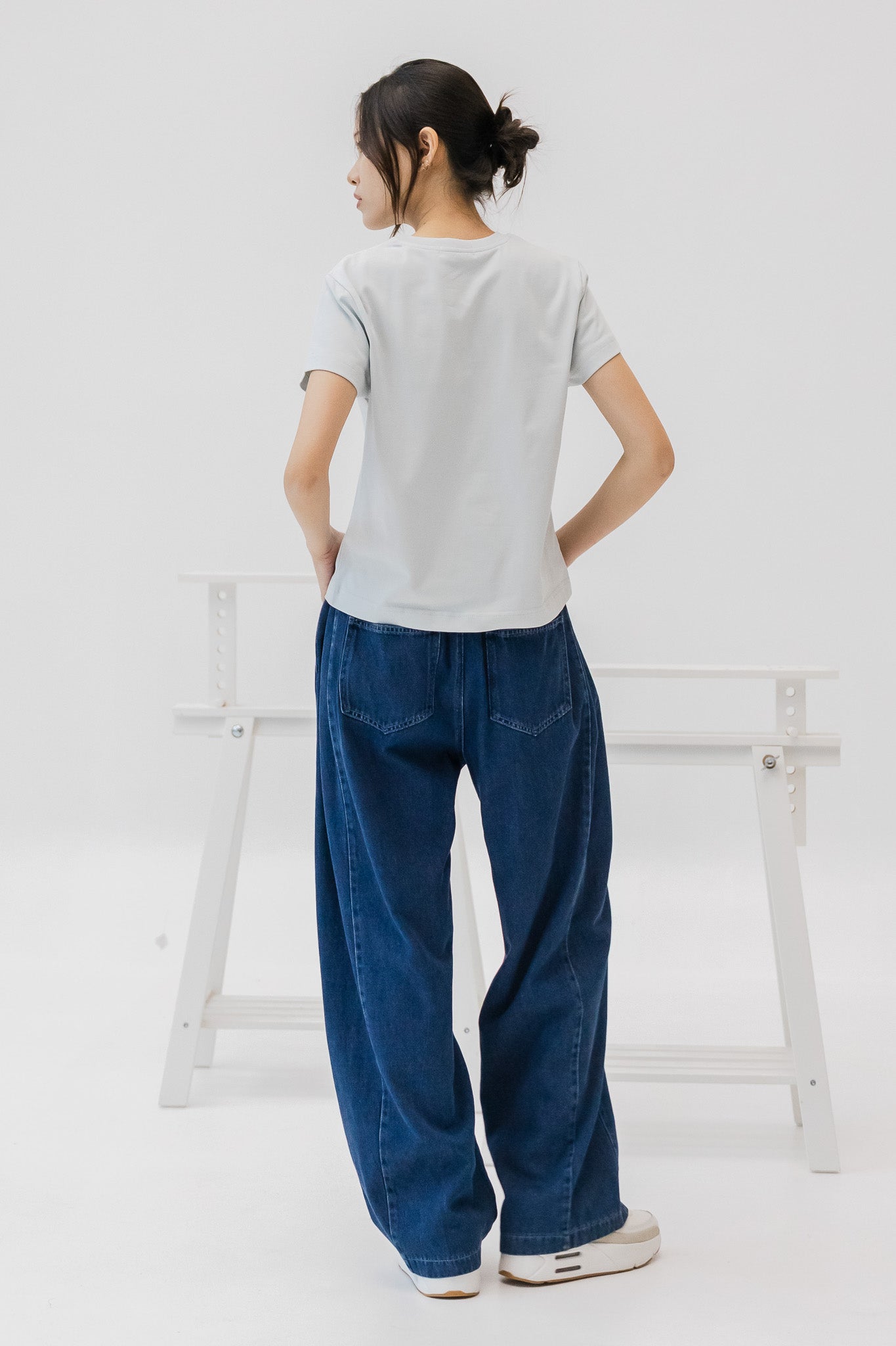 Ruffled Ribbon Tee in Light Blue