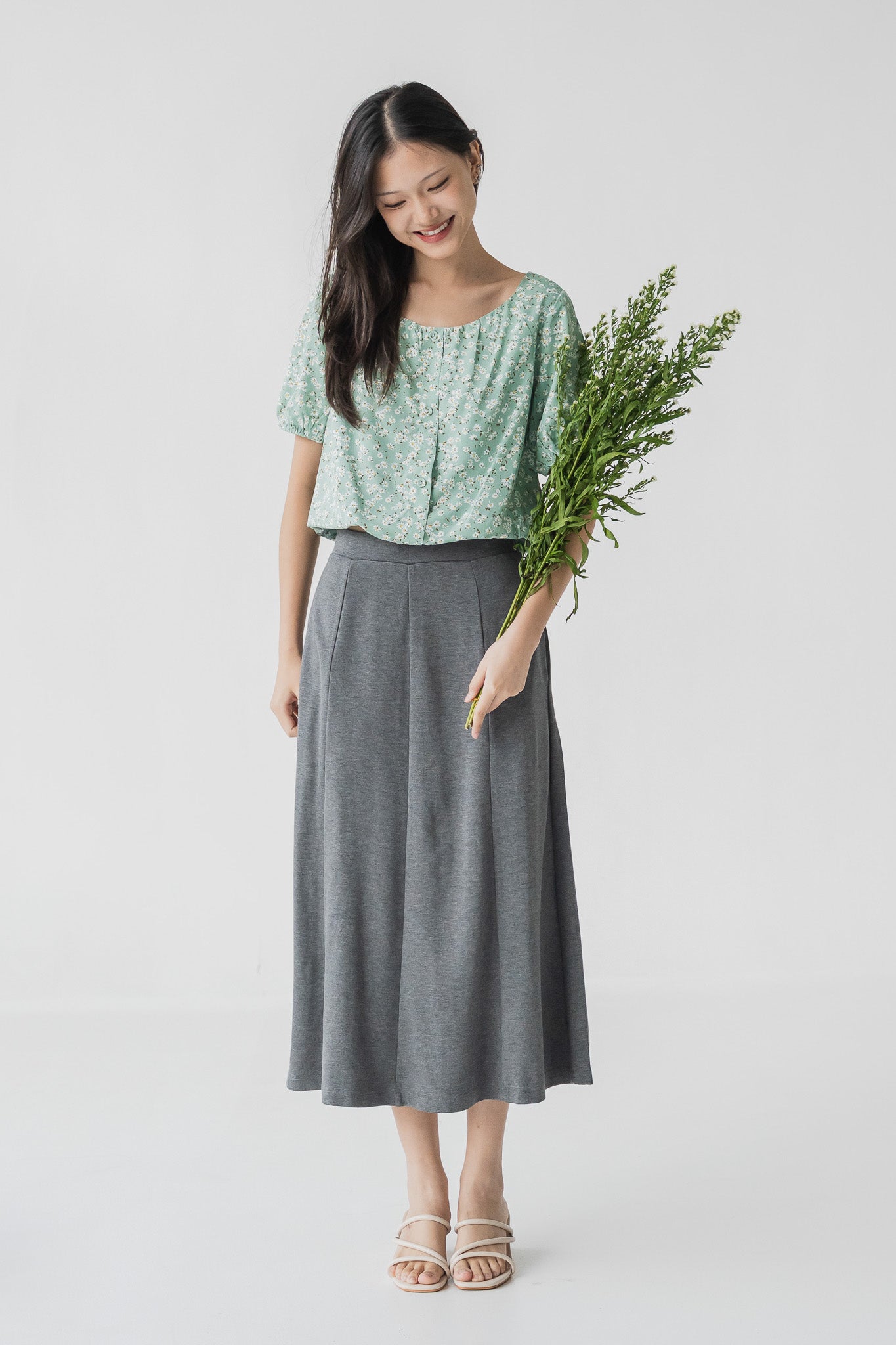 Sienna Floral Print Blouse in Green [ONLINE ONLY]