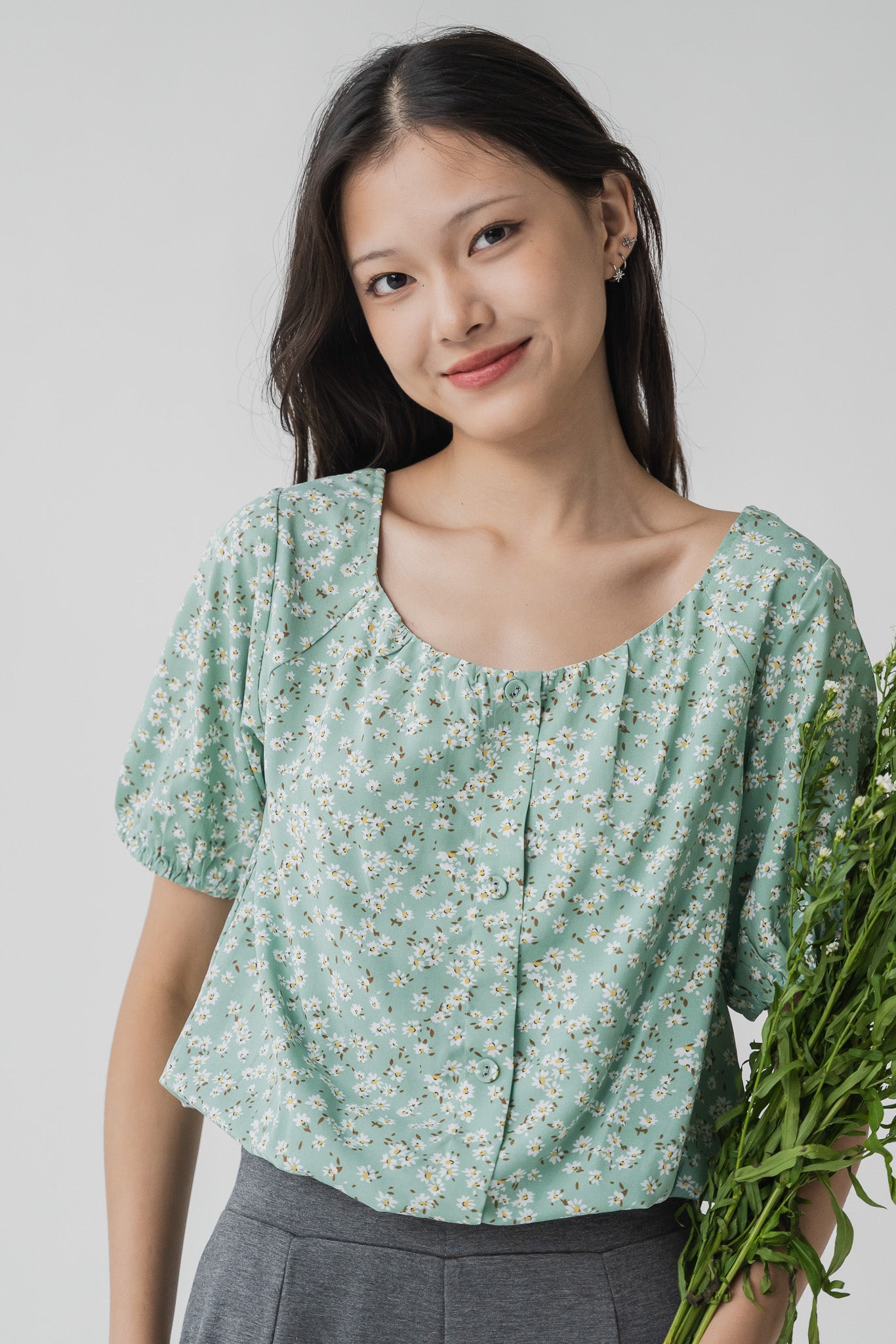 Sienna Floral Print Blouse in Green [ONLINE ONLY]